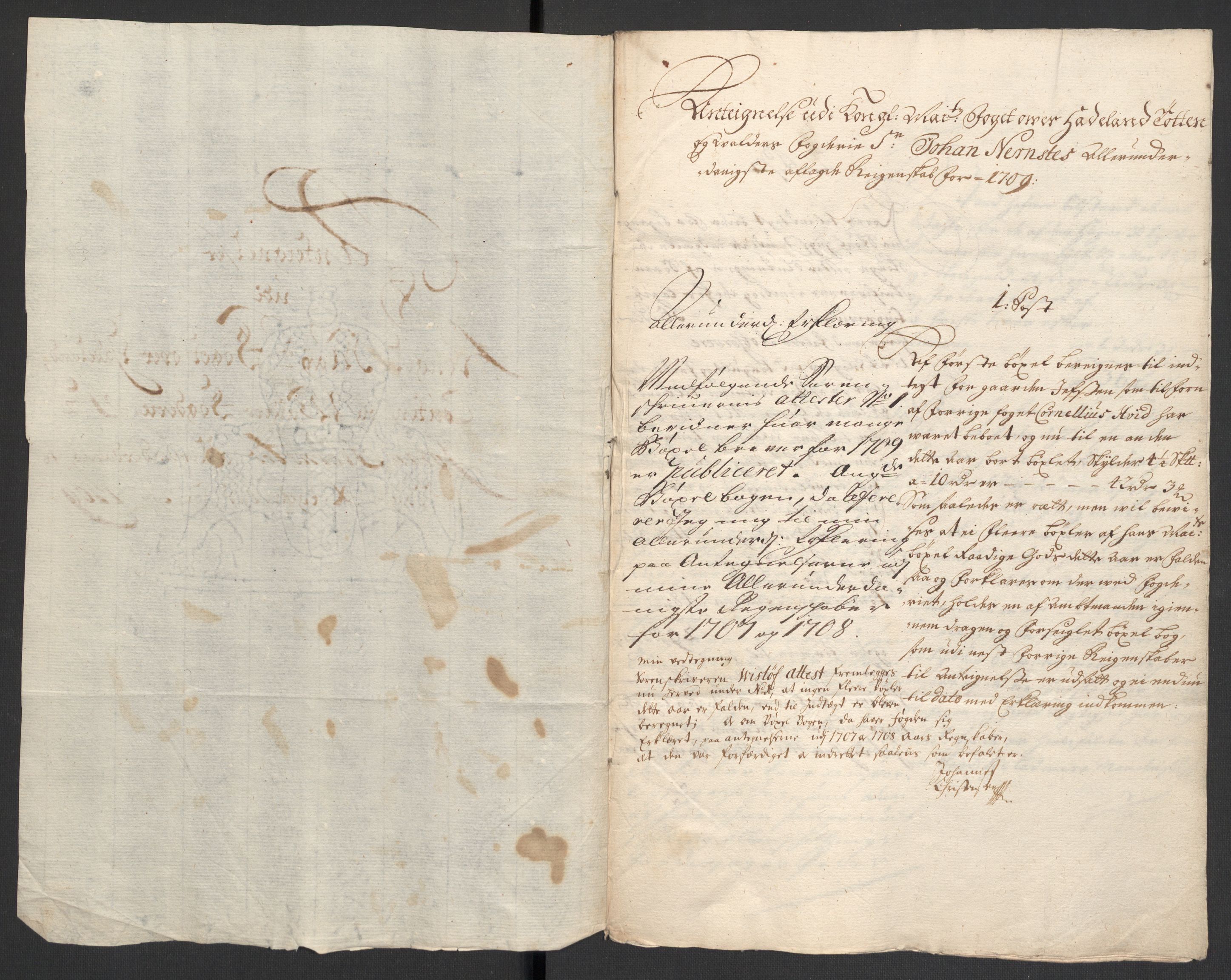 Rentekammeret inntil 1814, Reviderte regnskaper, Fogderegnskap, AV/RA-EA-4092/R18/L1306: Fogderegnskap Hadeland, Toten og Valdres, 1709, p. 407