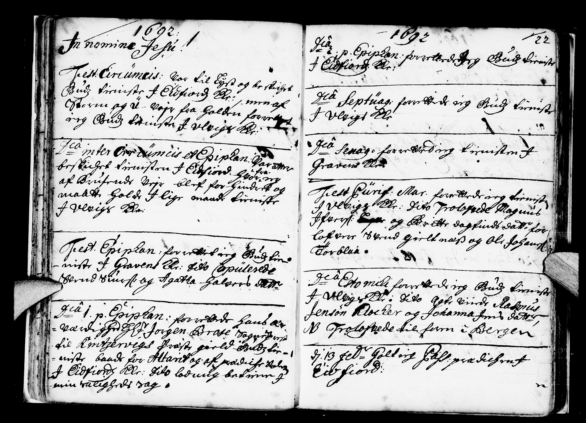 Ulvik sokneprestembete, SAB/A-78801/H/Haa: Parish register (official) no. A 2, 1689-1706, p. 22