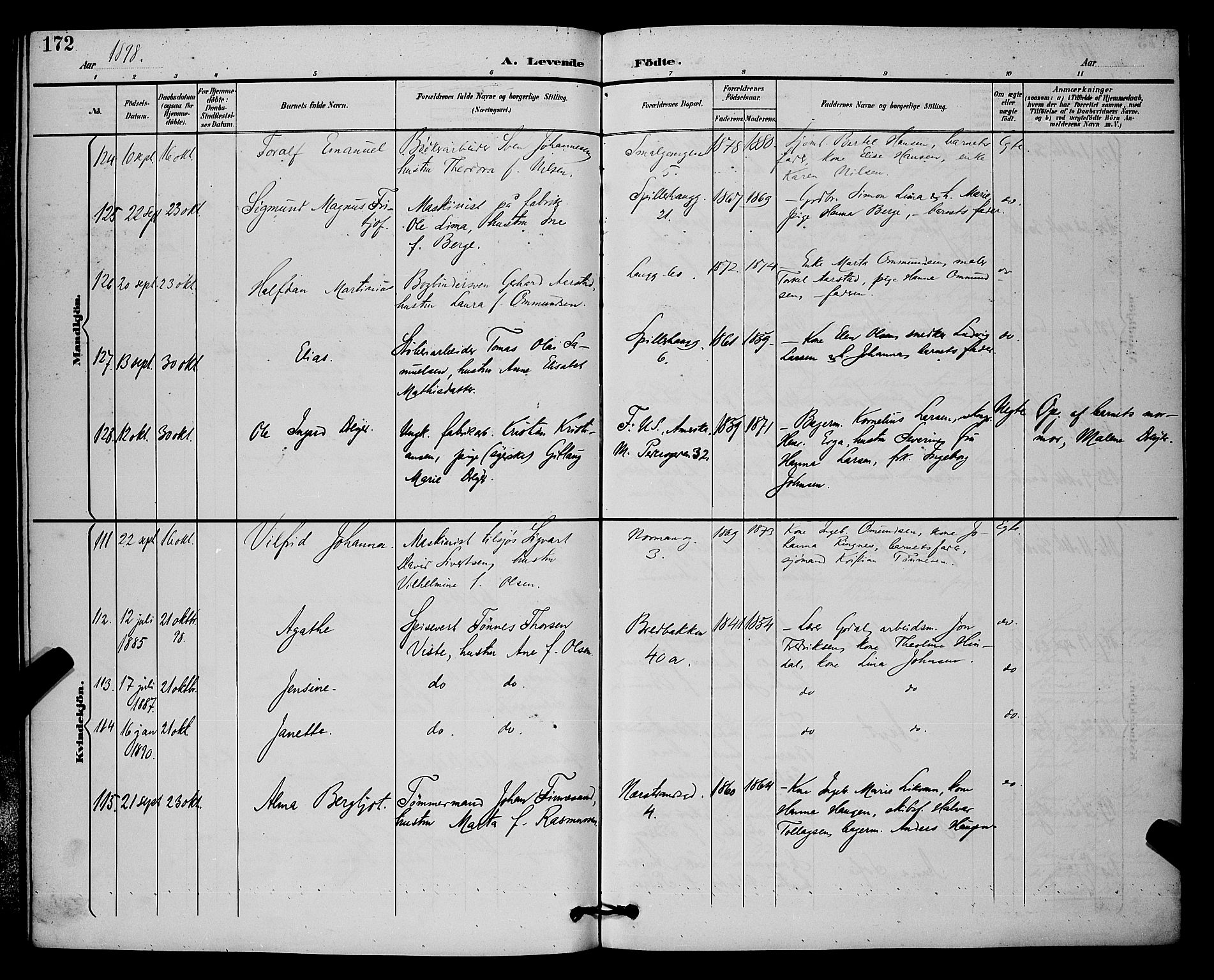 St. Johannes sokneprestkontor, AV/SAST-A-101814/001/30/30BB/L0003: Parish register (copy) no. B 3, 1893-1900, p. 172