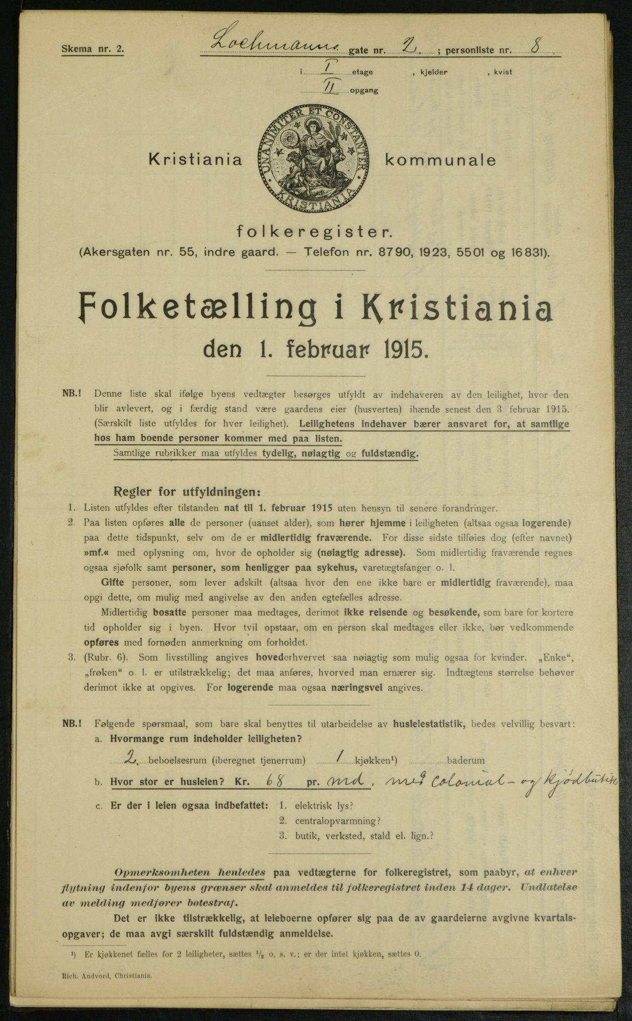 OBA, Municipal Census 1915 for Kristiania, 1915, p. 81514