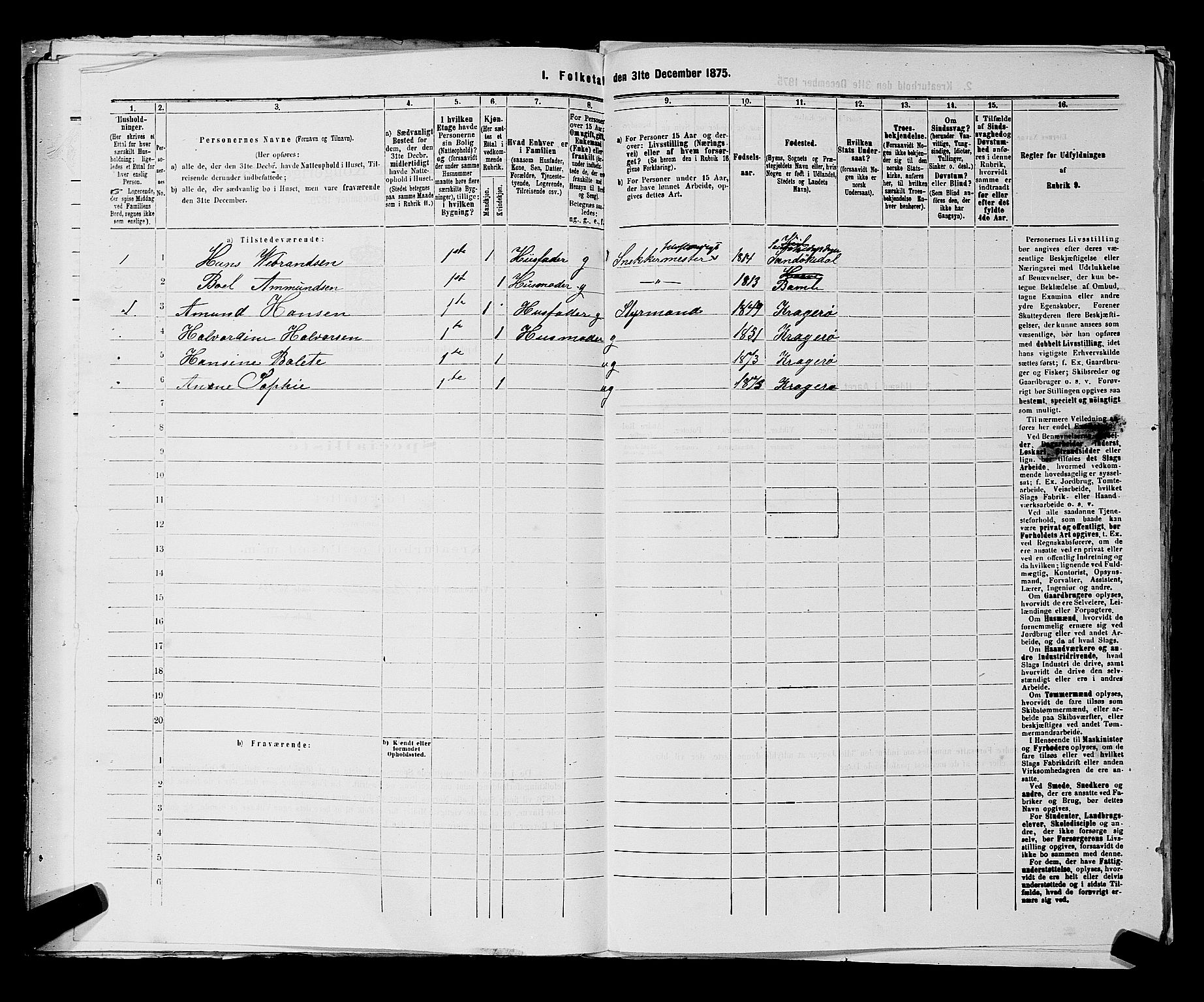 SAKO, 1875 census for 0801P Kragerø, 1875, p. 1041