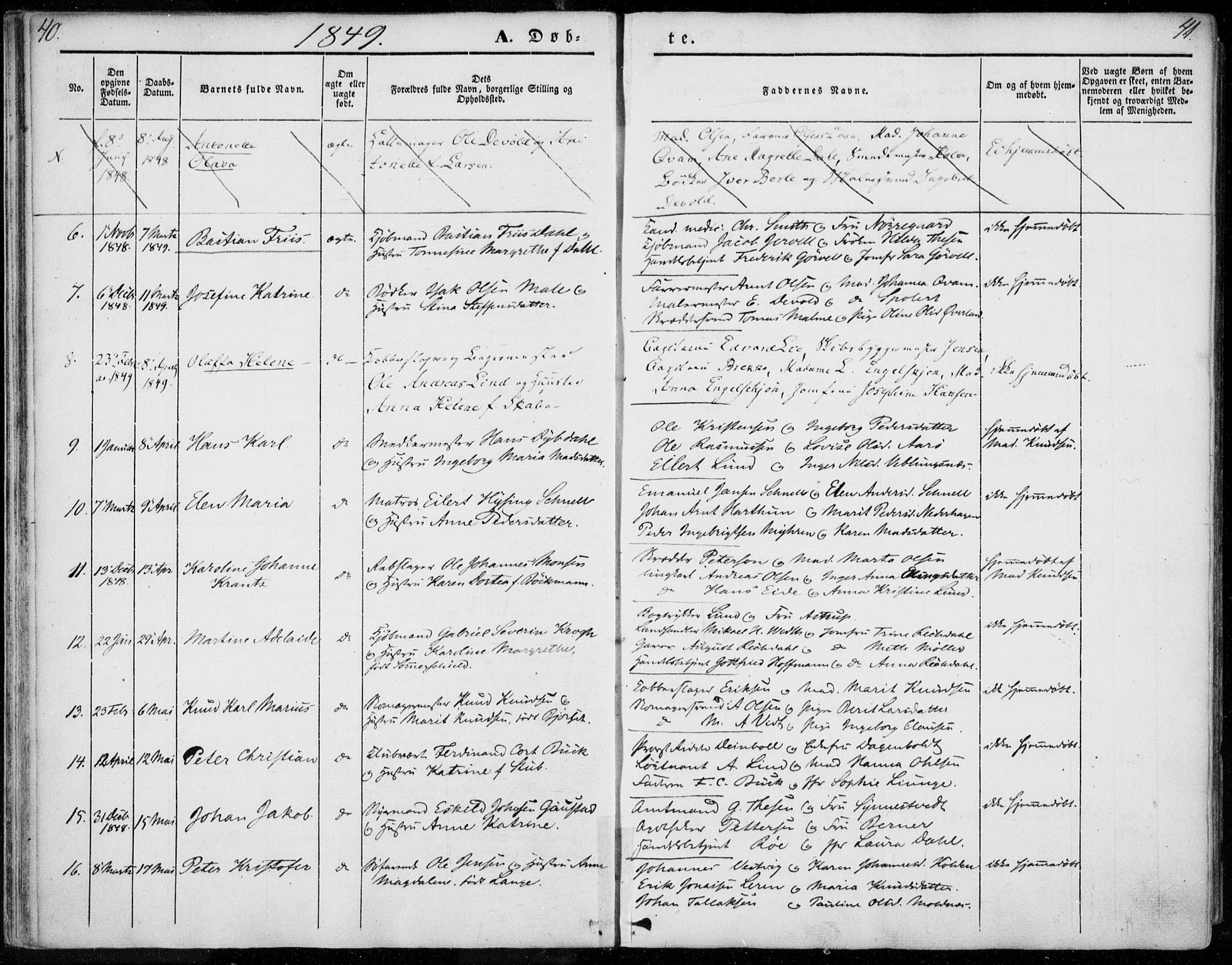 Ministerialprotokoller, klokkerbøker og fødselsregistre - Møre og Romsdal, SAT/A-1454/558/L0689: Parish register (official) no. 558A03, 1843-1872, p. 40-41