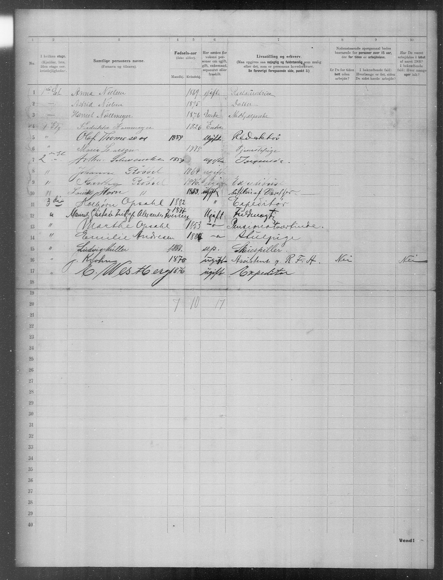 OBA, Municipal Census 1903 for Kristiania, 1903, p. 20072