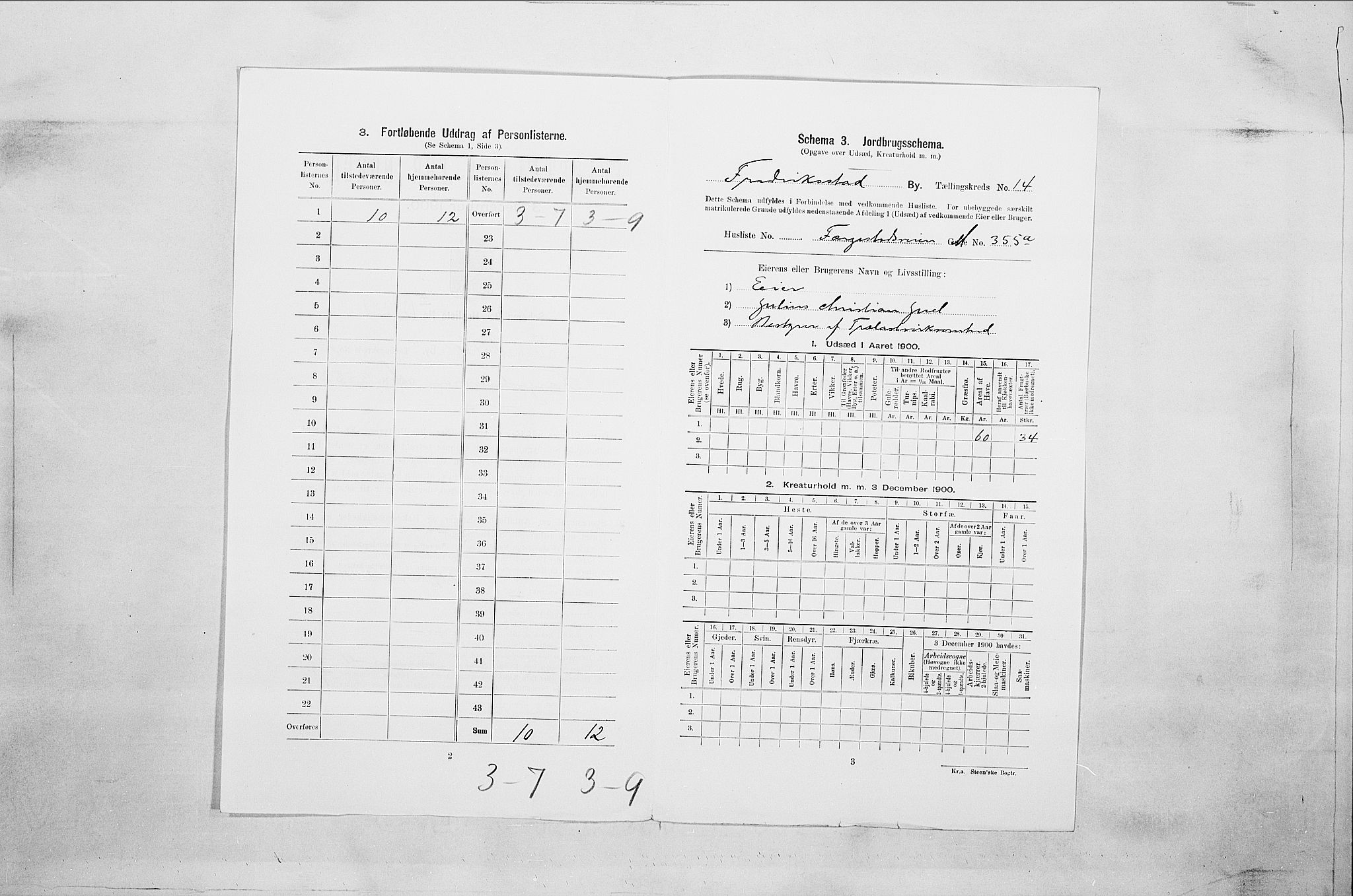 SAO, 1900 census for Fredrikstad, 1900