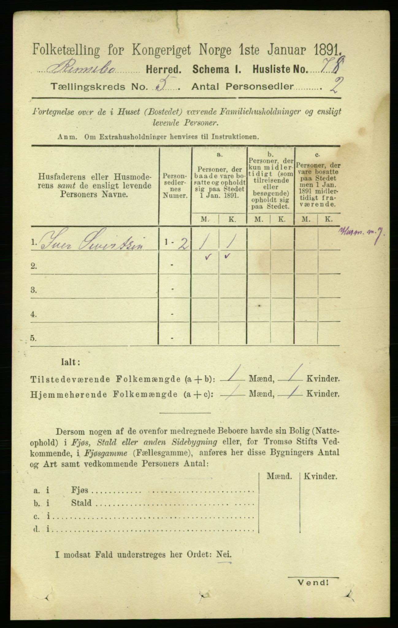 RA, 1891 census for 1635 Rennebu, 1891, p. 2639