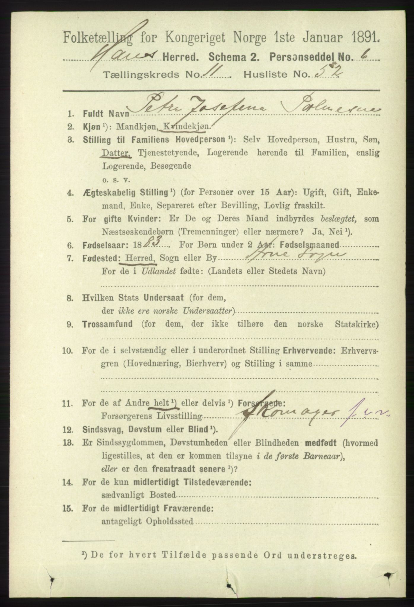 RA, 1891 census for 1250 Haus, 1891, p. 5182