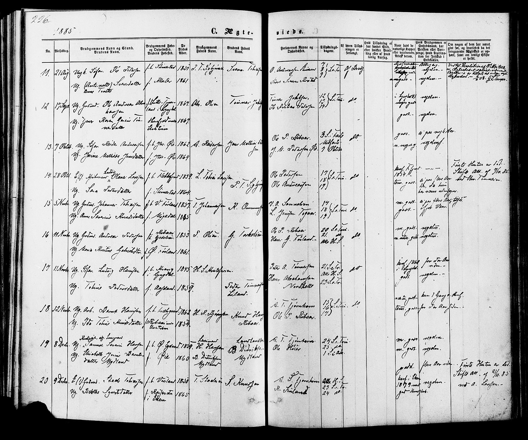 Kvinesdal sokneprestkontor, AV/SAK-1111-0026/F/Fa/Fab/L0007: Parish register (official) no. A 7, 1870-1885, p. 226
