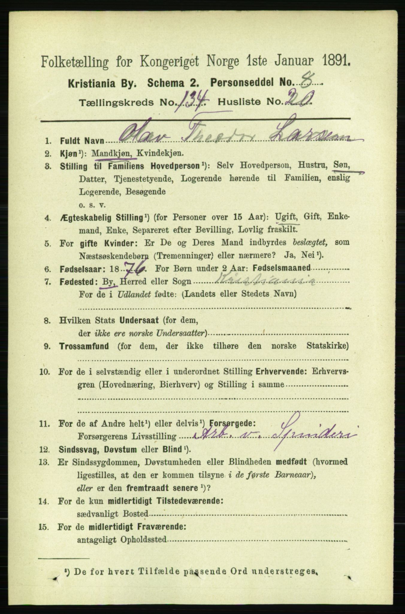 RA, 1891 census for 0301 Kristiania, 1891, p. 73960