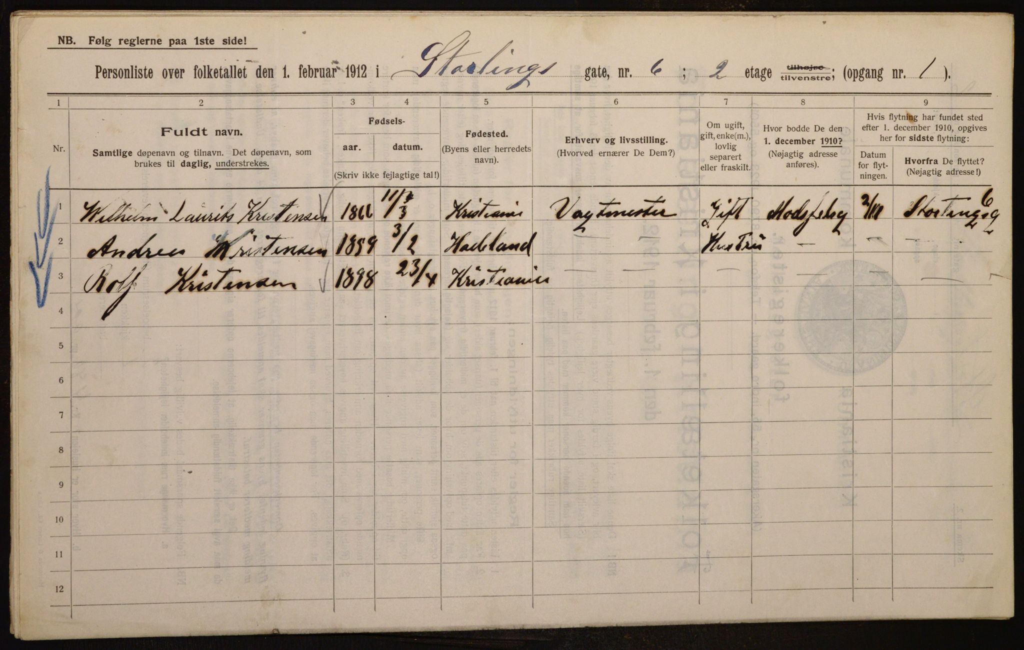 OBA, Municipal Census 1912 for Kristiania, 1912, p. 103589