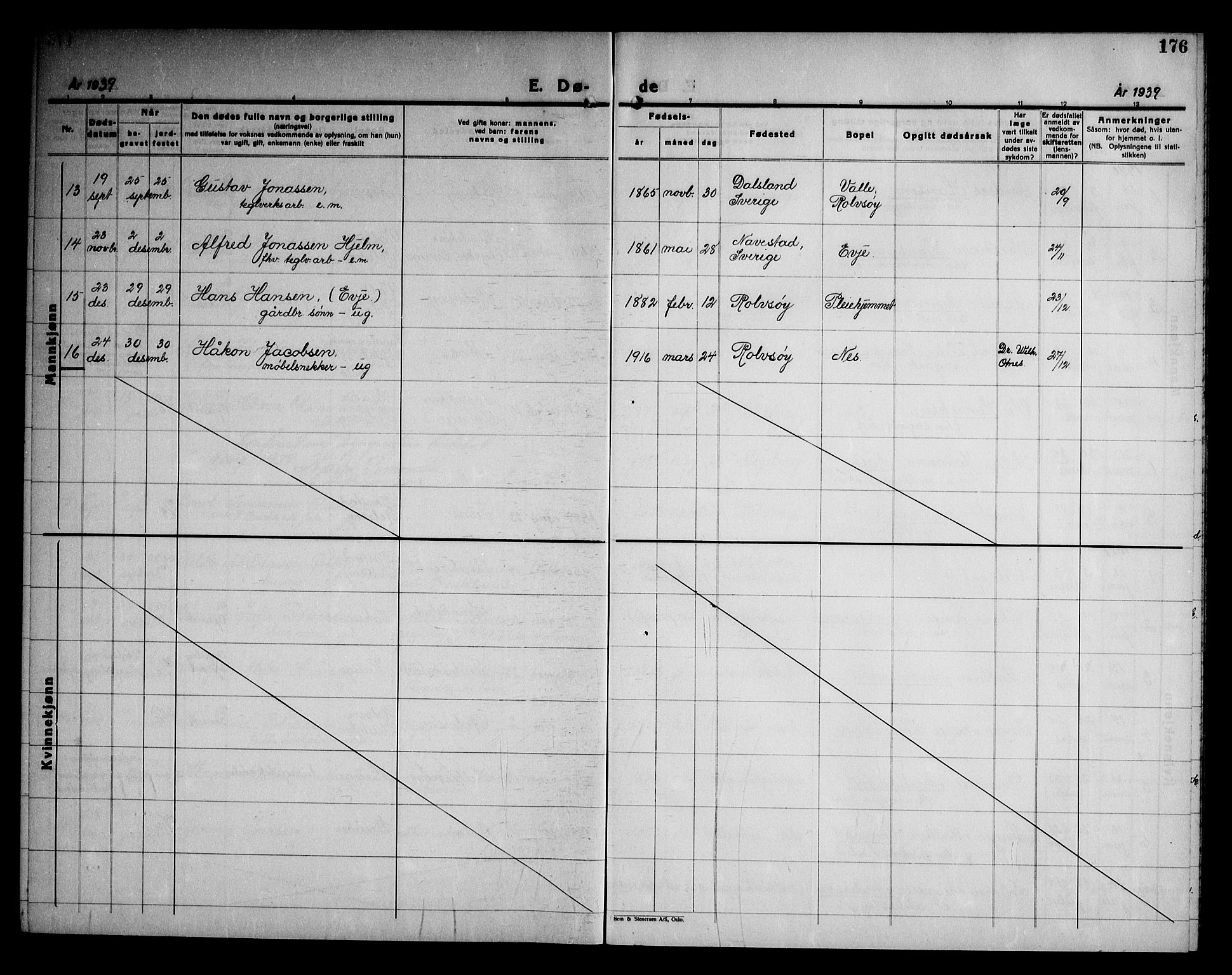 Rolvsøy prestekontor Kirkebøker, AV/SAO-A-2004/G/Ga/L0003: Parish register (copy) no. 3, 1935-1947, p. 176