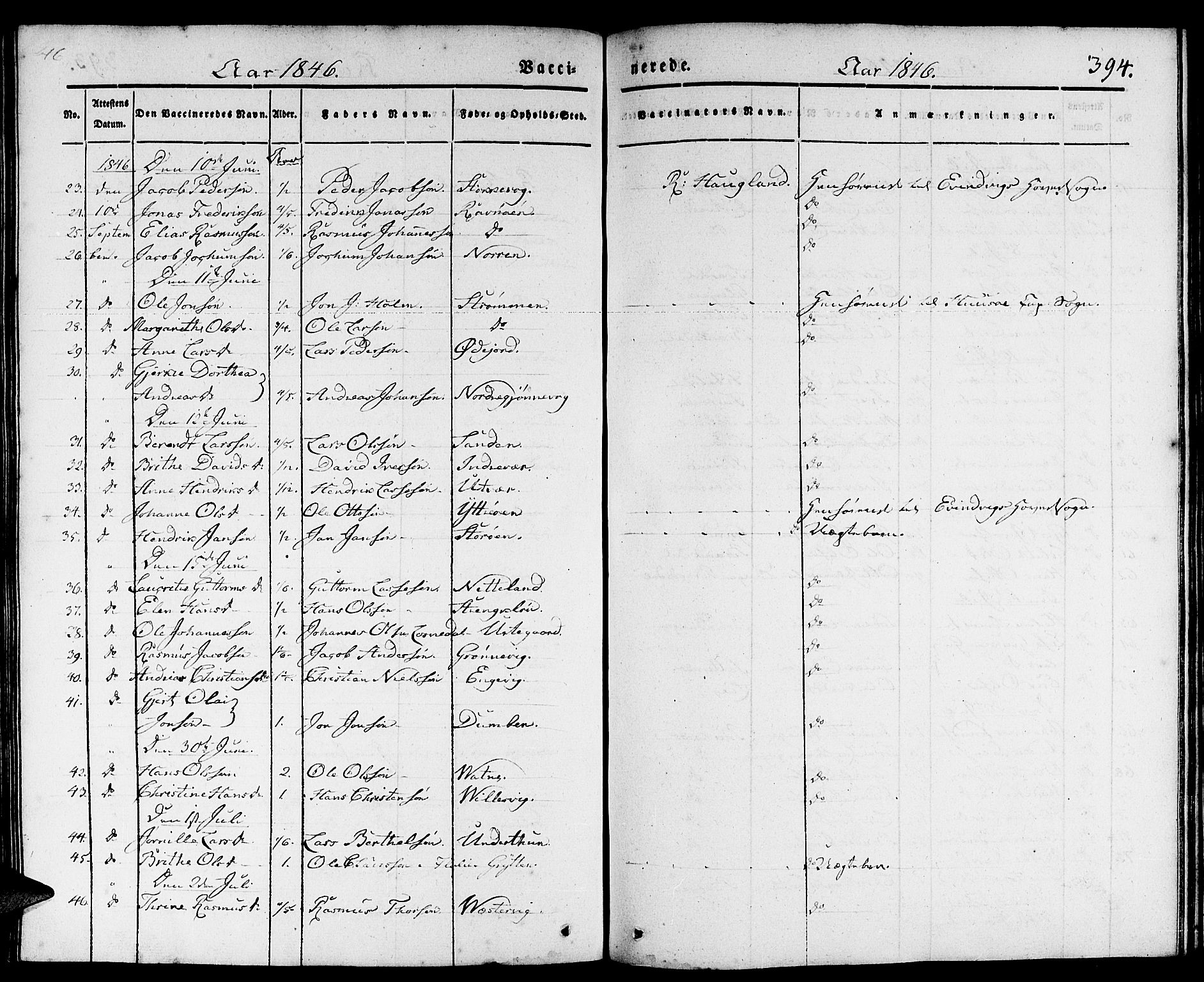 Gulen sokneprestembete, AV/SAB-A-80201/H/Haa/Haaa/L0020: Parish register (official) no. A 20, 1837-1847, p. 394