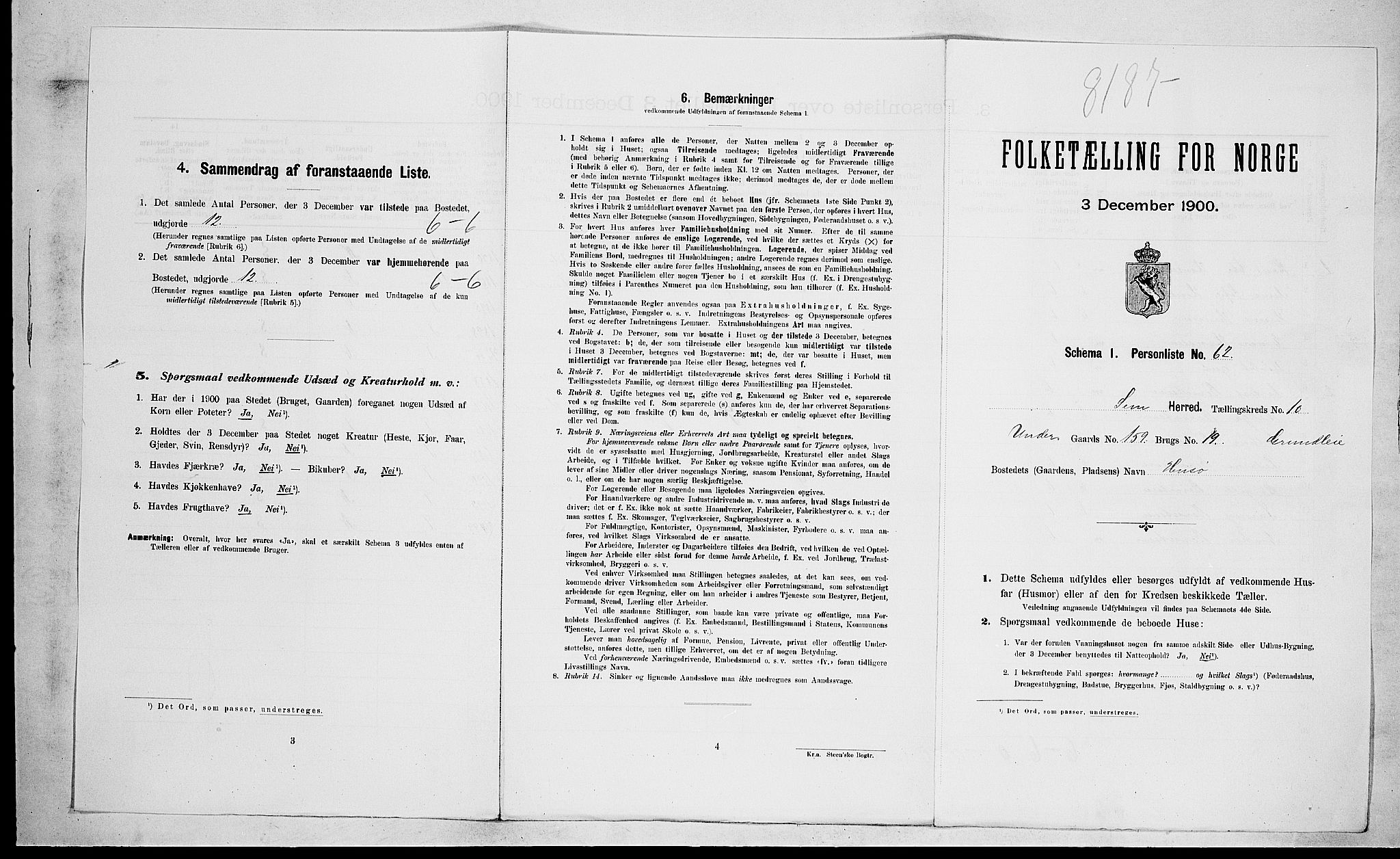 RA, 1900 census for Sem, 1900, p. 1637