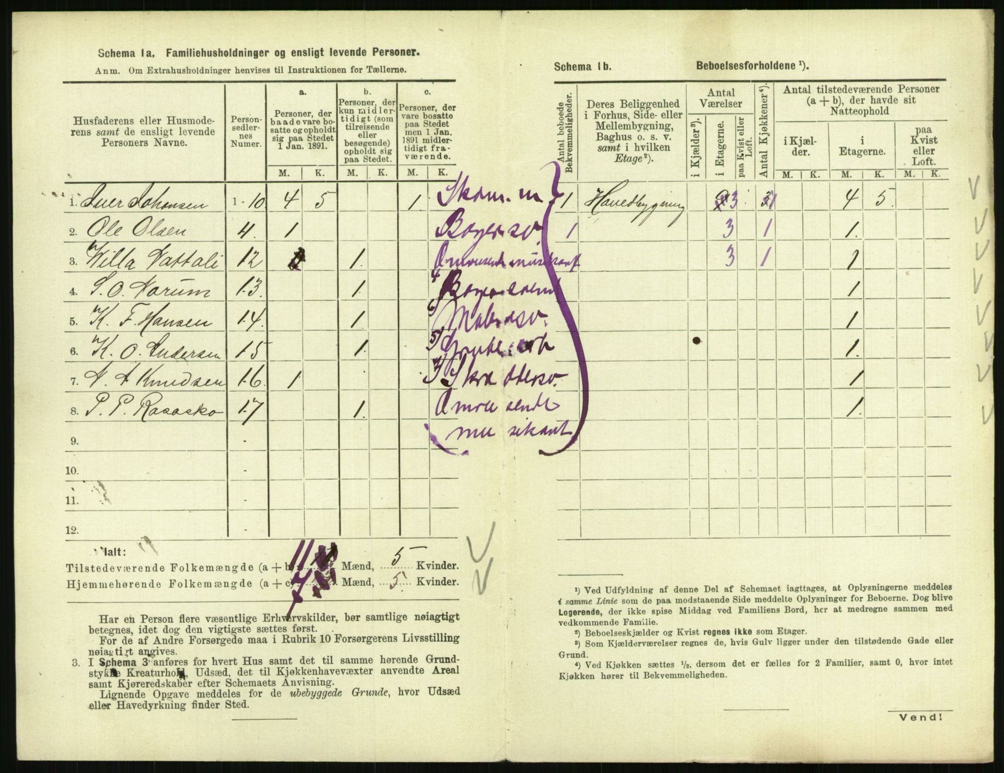 RA, 1891 census for 0801 Kragerø, 1891, p. 705