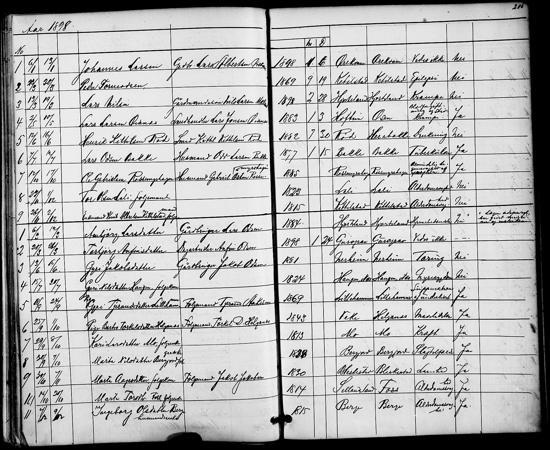 Suldal sokneprestkontor, AV/SAST-A-101845/01/V/L0005: Parish register (copy) no. B 5, 1885-1916, p. 206