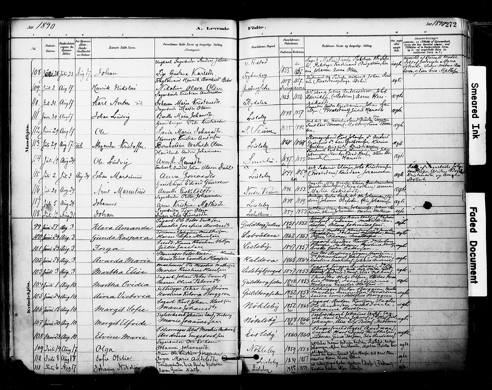 Glemmen prestekontor Kirkebøker, SAO/A-10908/F/Fa/L0011: Parish register (official) no. 11, 1878-1917, p. 272