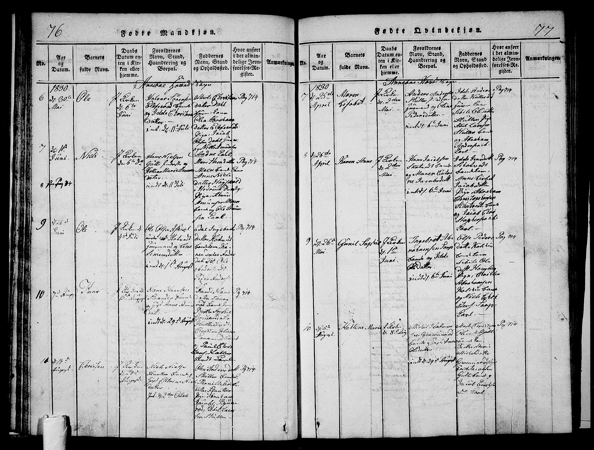 Andebu kirkebøker, AV/SAKO-A-336/G/Ga/L0002: Parish register (copy) no. I 2 /1, 1823-1832, p. 76-77