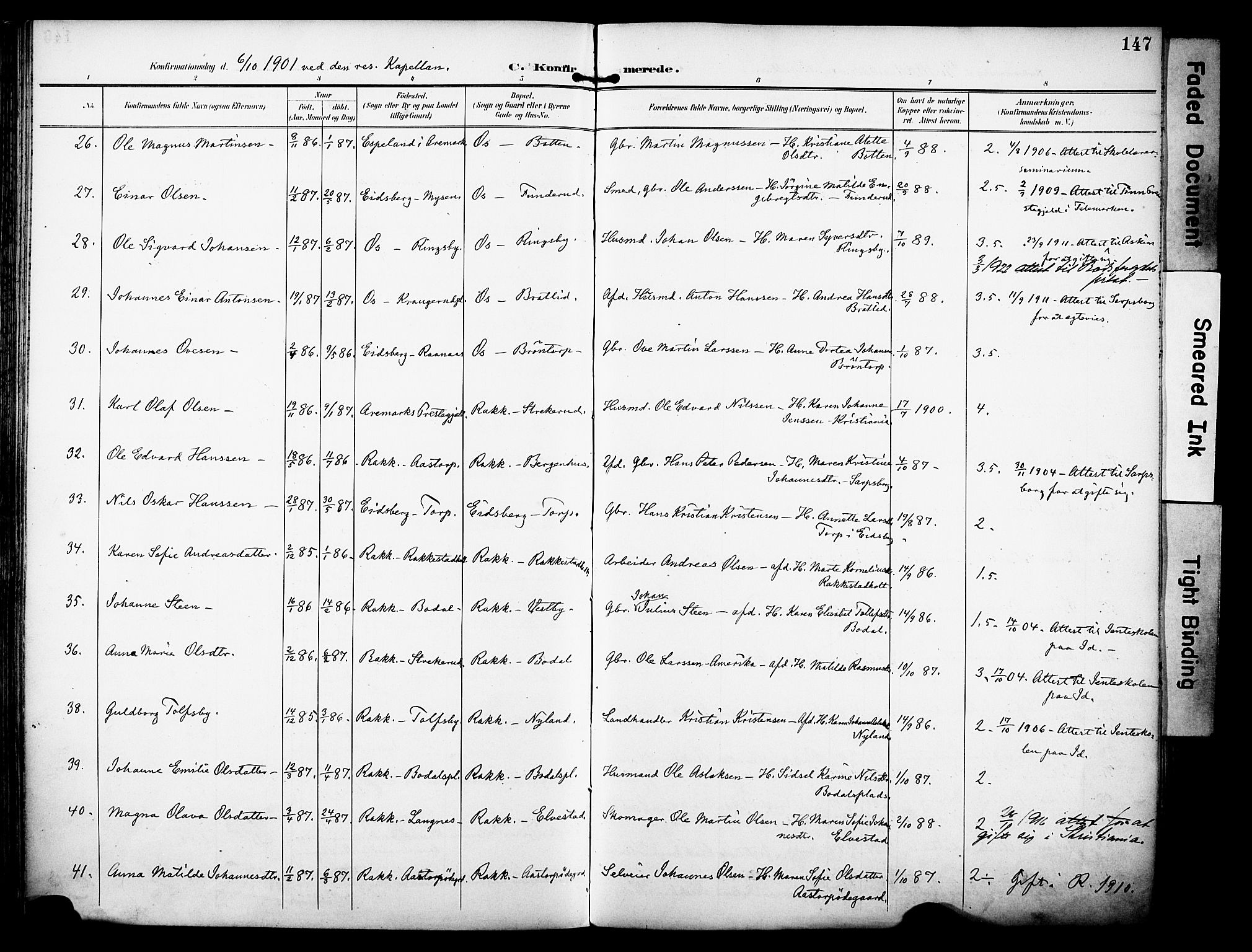 Rakkestad prestekontor Kirkebøker, AV/SAO-A-2008/F/Fa/L0013: Parish register (official) no. I 13, 1894-1908, p. 147