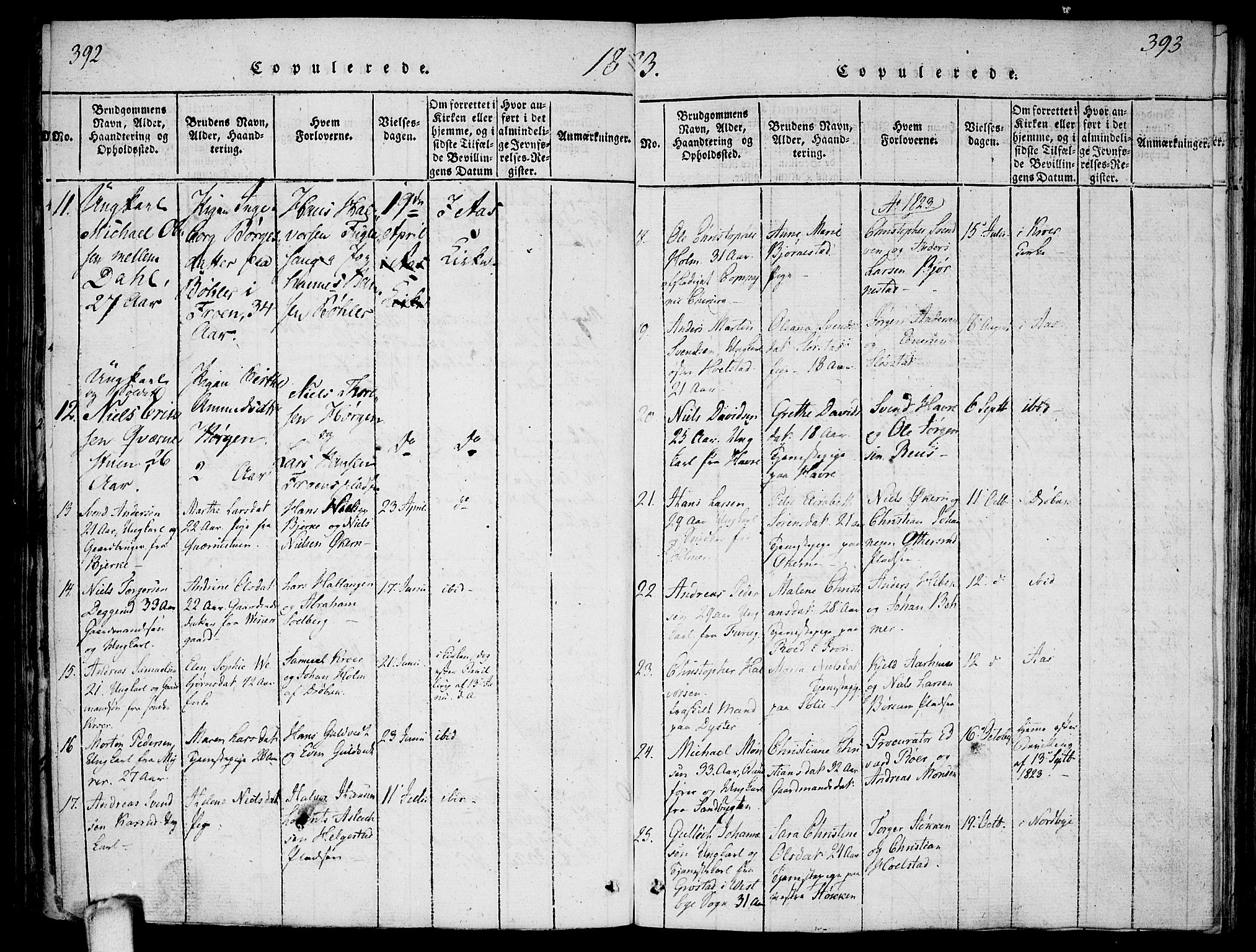 Ås prestekontor Kirkebøker, AV/SAO-A-10894/F/Fa/L0004: Parish register (official) no. I 4, 1818-1826, p. 392-393