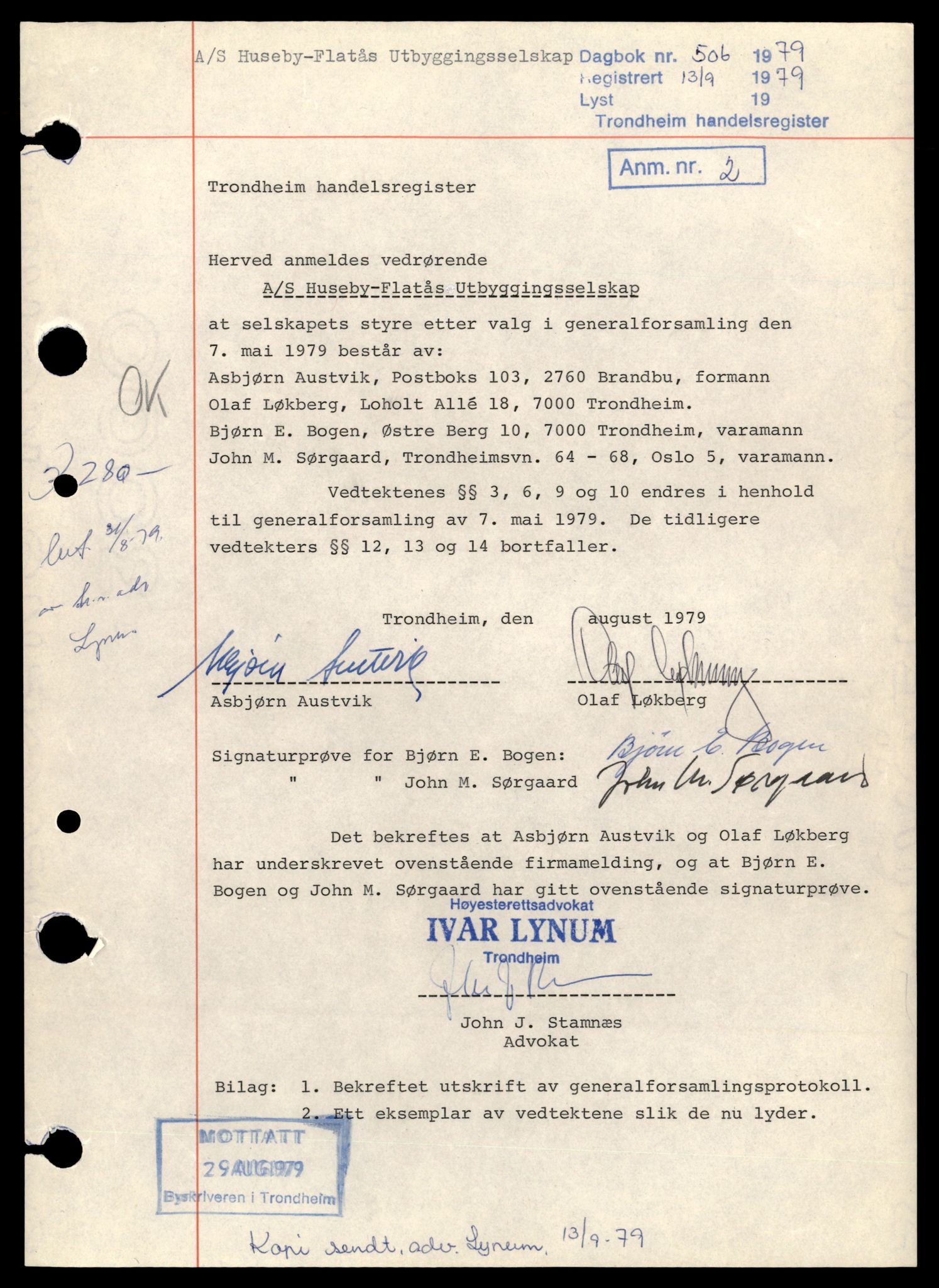 Trondheim byfogd, AV/SAT-A-0003/2/J/Jd/Jdd/L0024: Aksjeselskap, Hu-Il, 1944-1990, p. 9
