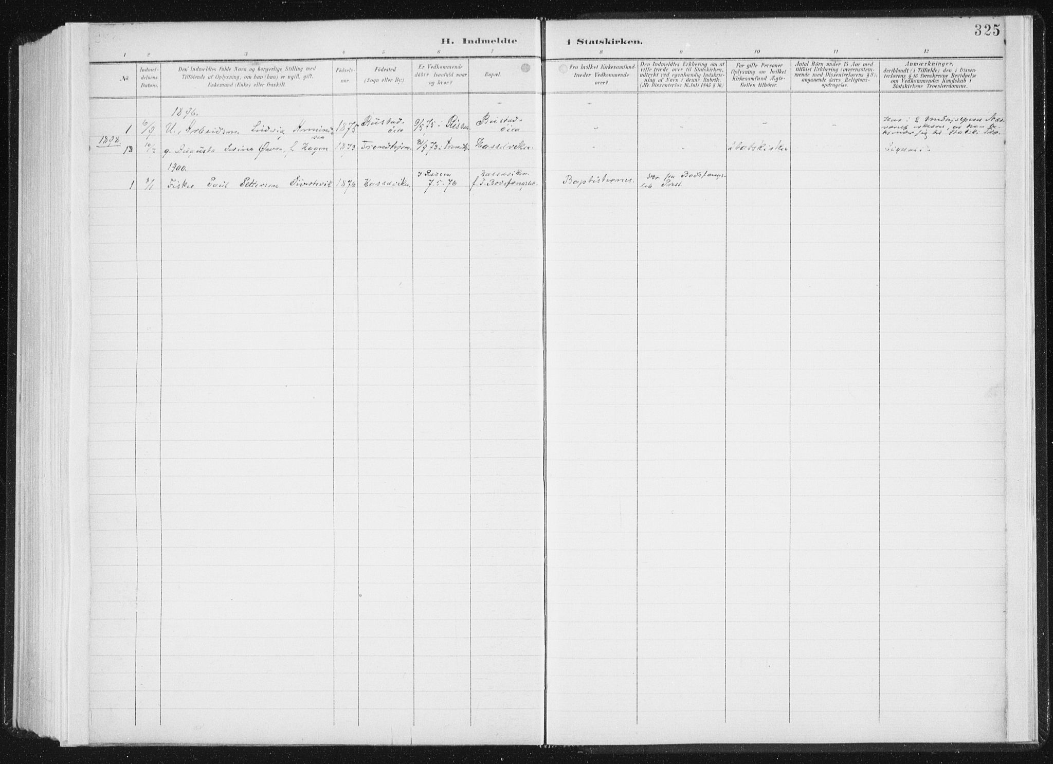 Ministerialprotokoller, klokkerbøker og fødselsregistre - Sør-Trøndelag, AV/SAT-A-1456/647/L0635: Parish register (official) no. 647A02, 1896-1911, p. 325