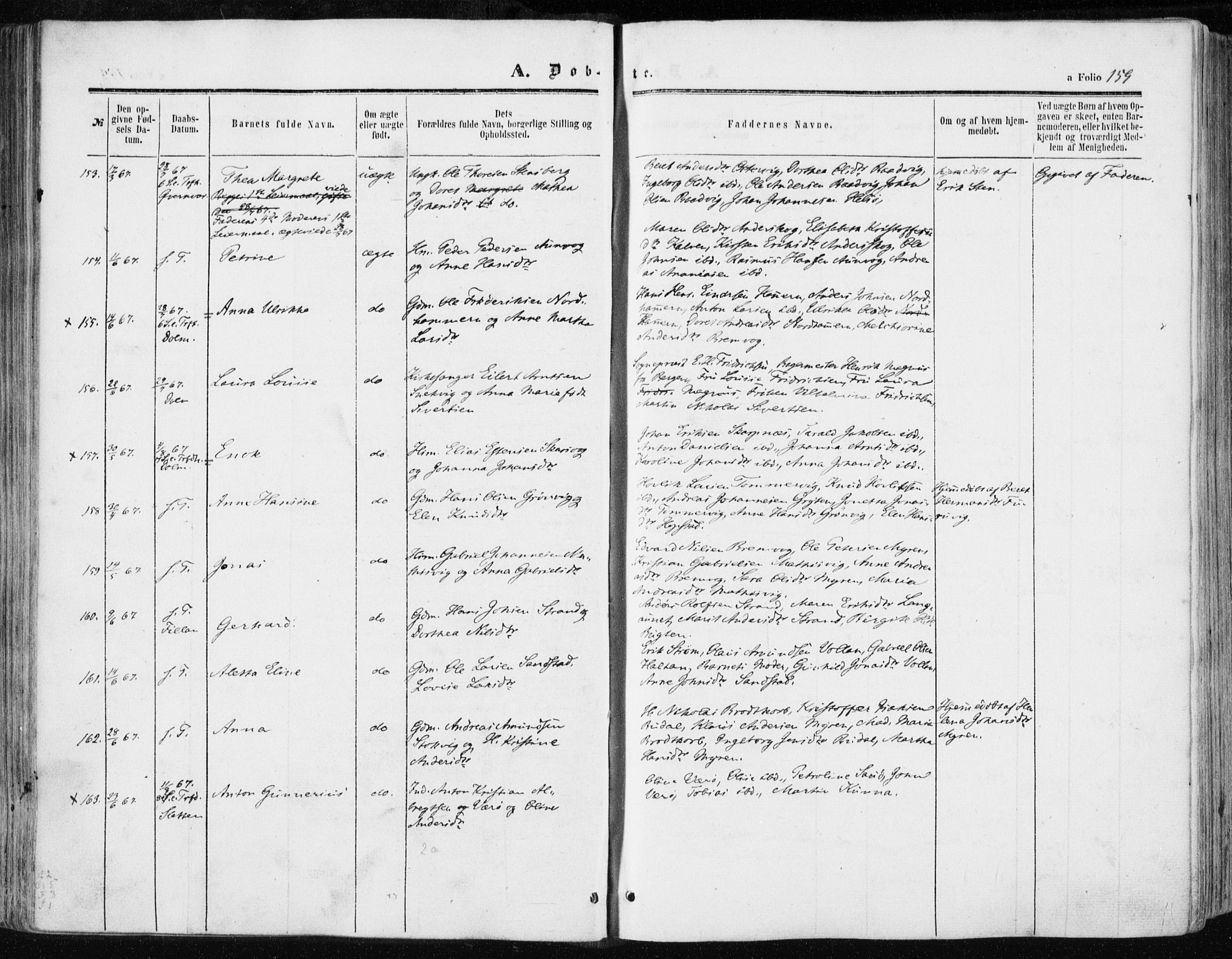 Ministerialprotokoller, klokkerbøker og fødselsregistre - Sør-Trøndelag, AV/SAT-A-1456/634/L0531: Parish register (official) no. 634A07, 1861-1870, p. 159