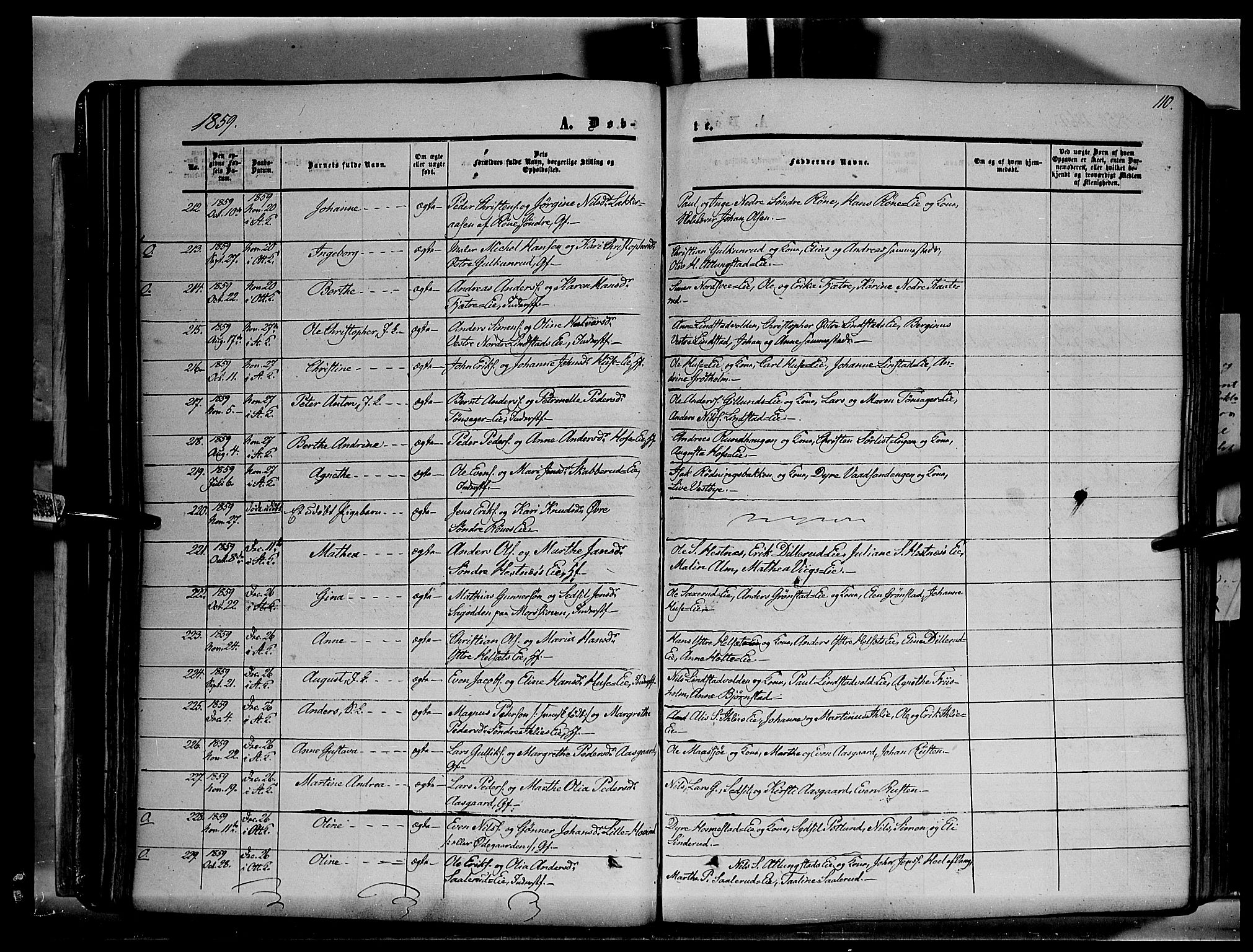 Stange prestekontor, AV/SAH-PREST-002/K/L0012: Parish register (official) no. 12, 1852-1862, p. 110