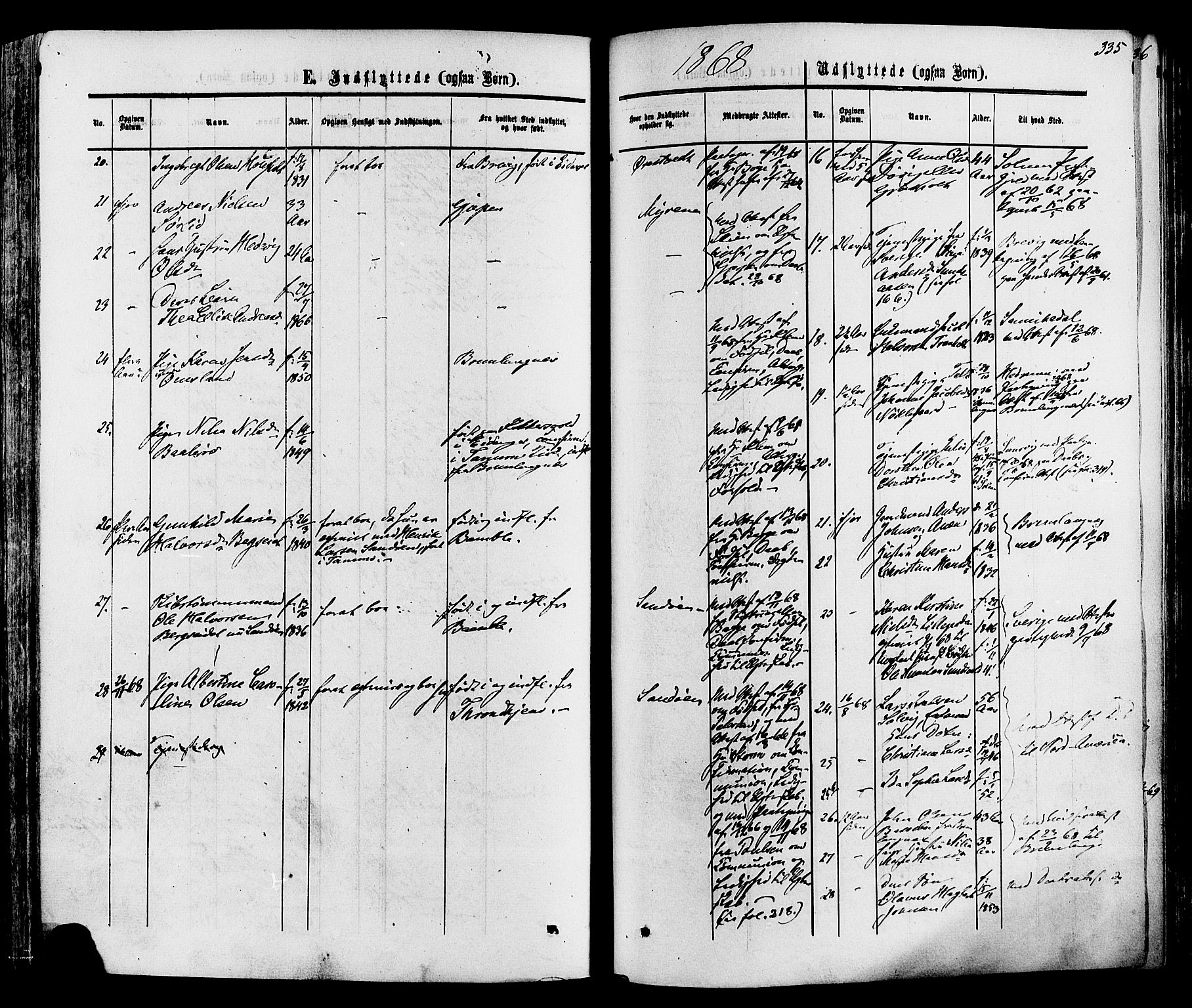 Eidanger kirkebøker, AV/SAKO-A-261/F/Fa/L0010: Parish register (official) no. 10, 1859-1874, p. 335