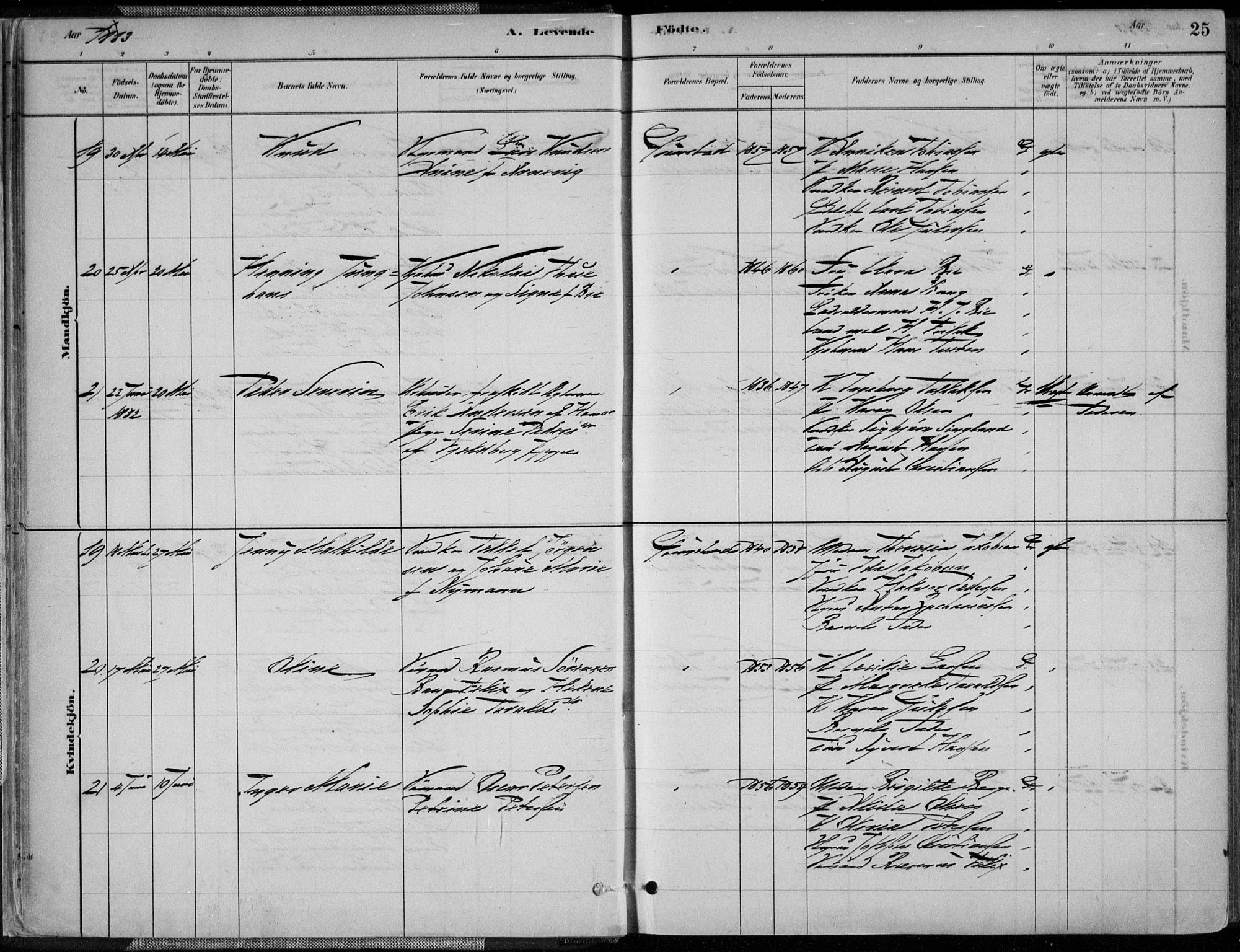 Grimstad sokneprestkontor, AV/SAK-1111-0017/F/Fa/L0003: Parish register (official) no. A 2, 1882-1912, p. 25