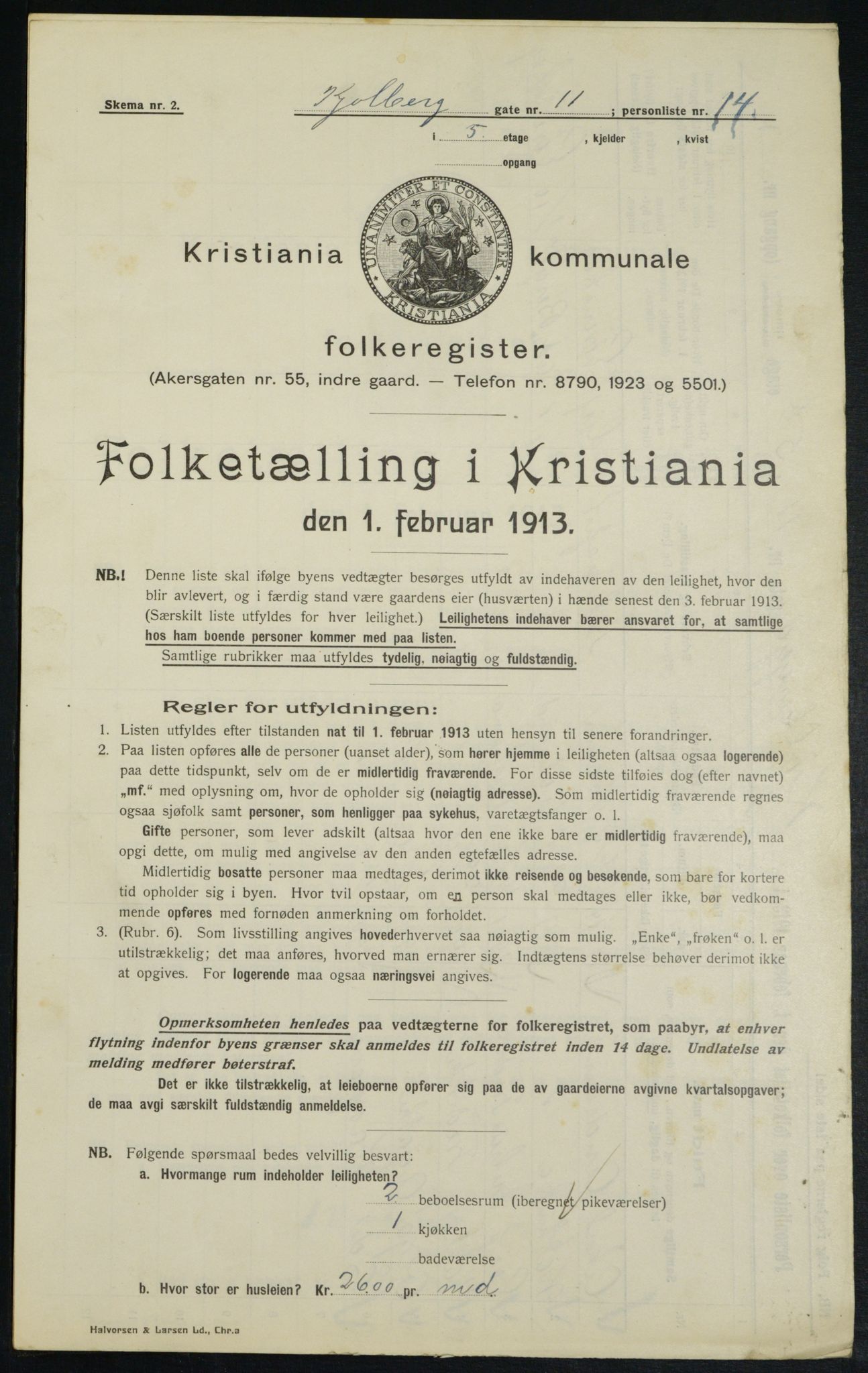 OBA, Municipal Census 1913 for Kristiania, 1913, p. 51236