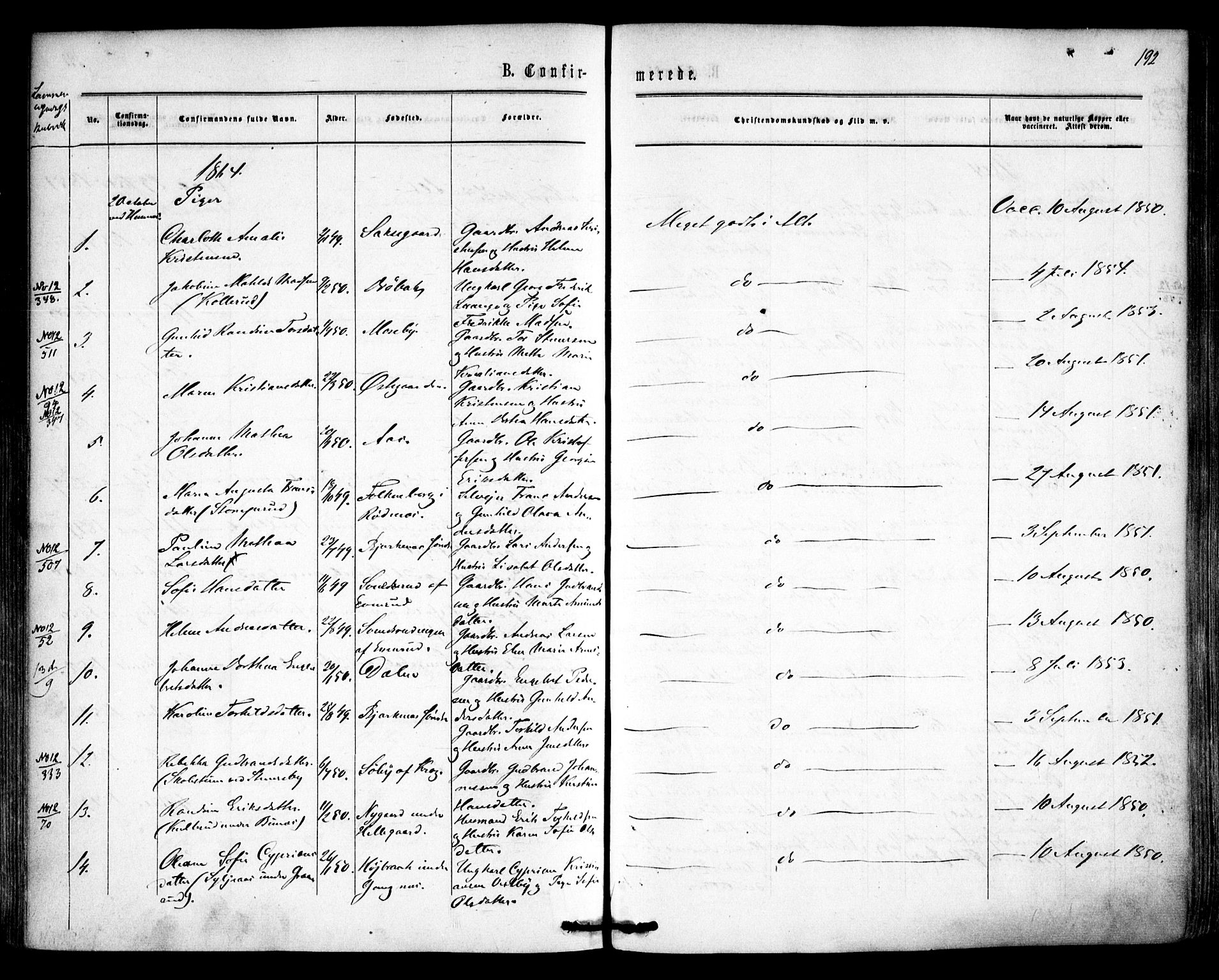 Høland prestekontor Kirkebøker, AV/SAO-A-10346a/F/Fa/L0011: Parish register (official) no. I 11, 1862-1869, p. 192