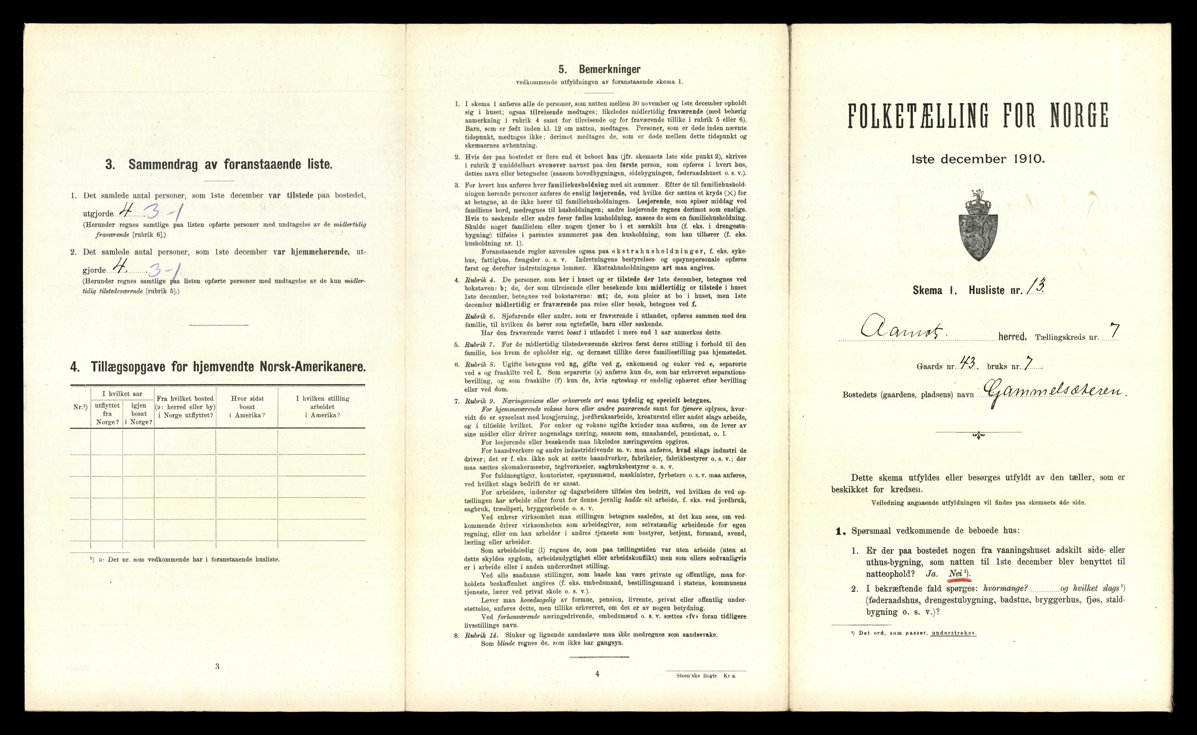 RA, 1910 census for Åmot, 1910, p. 825