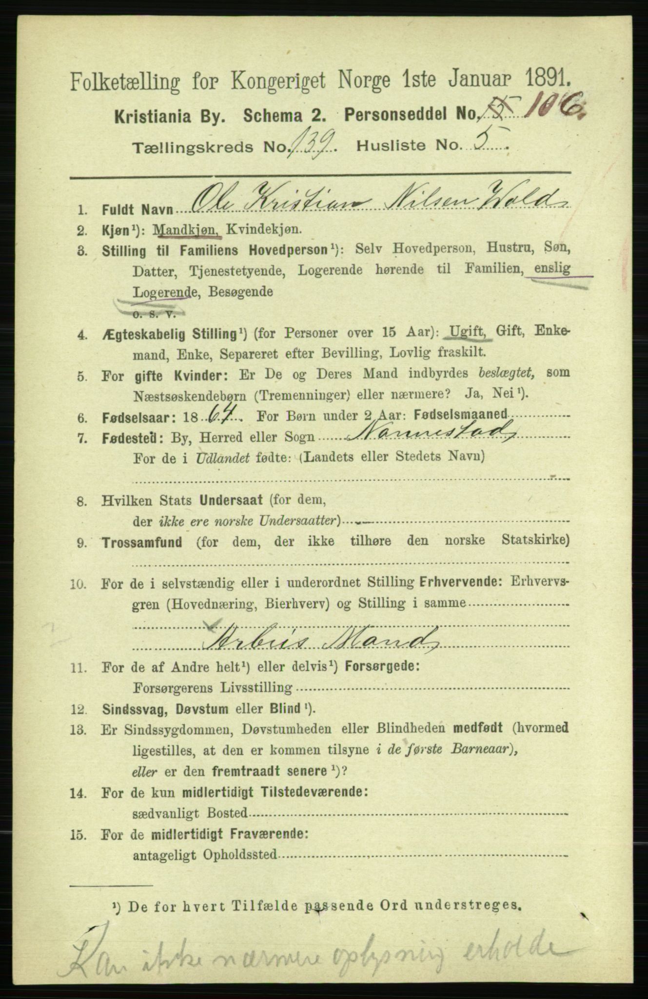 RA, 1891 census for 0301 Kristiania, 1891, p. 77313