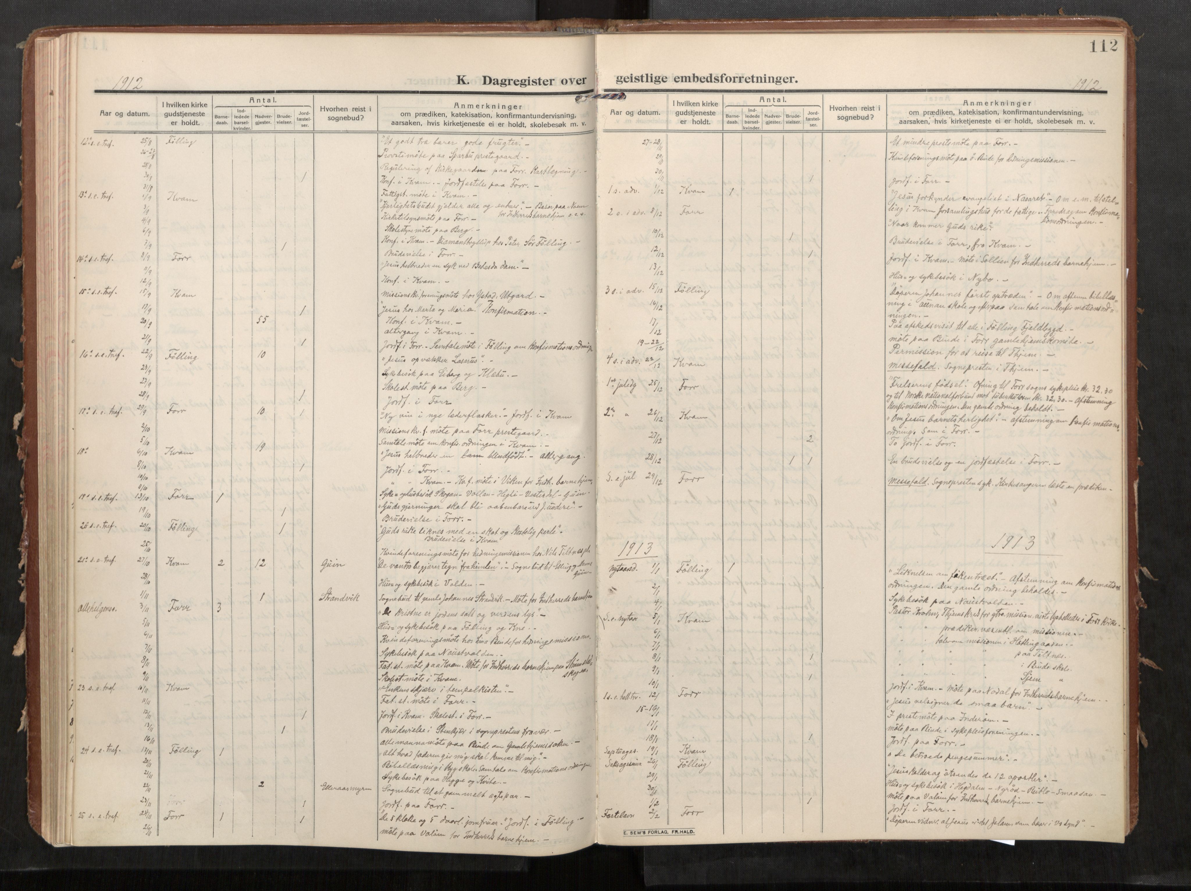 Stod sokneprestkontor, AV/SAT-A-1164/1/I/I1/I1a/L0002: Parish register (official) no. 2, 1909-1922, p. 112