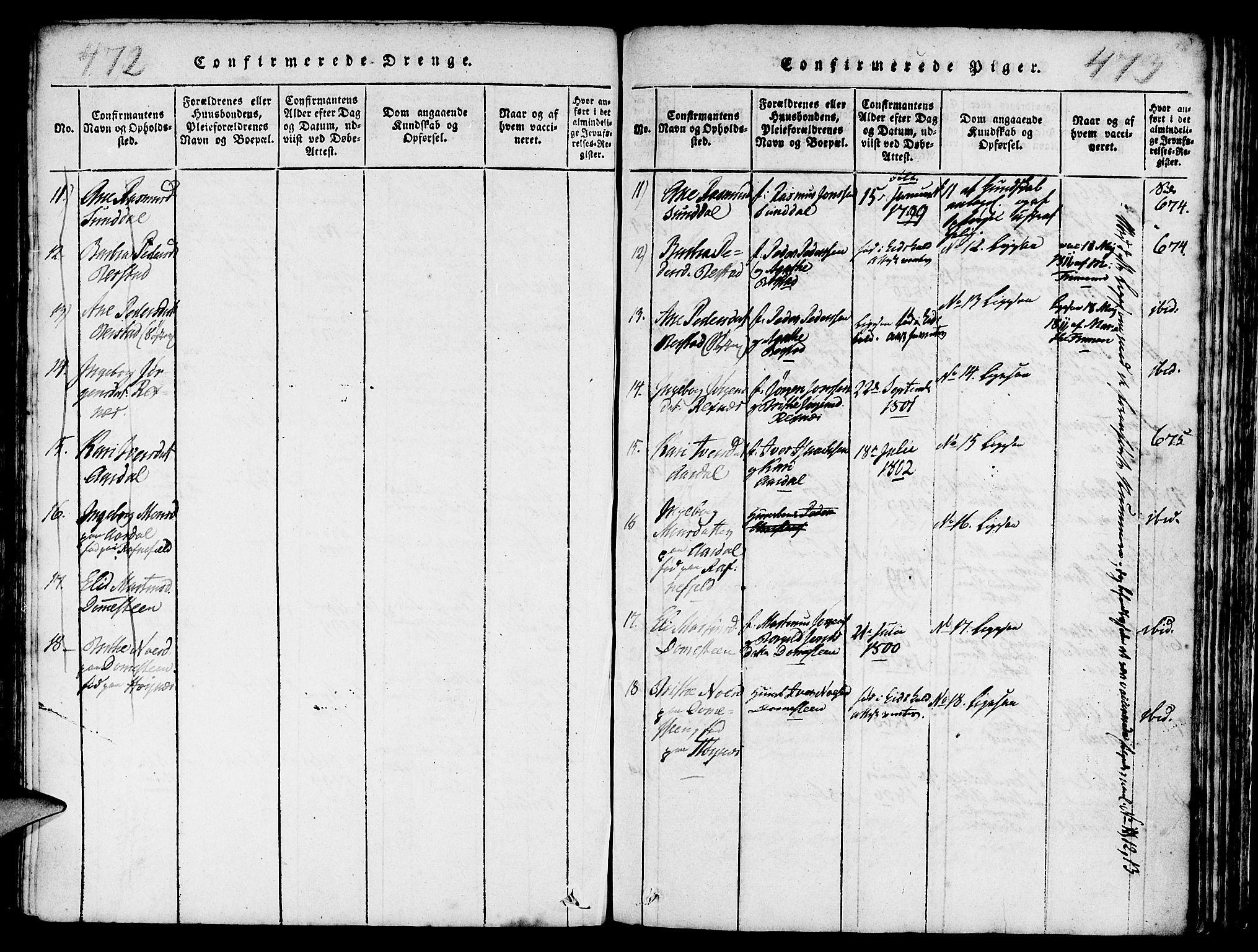 Davik sokneprestembete, AV/SAB-A-79701/H/Haa/Haaa/L0003: Parish register (official) no. A 3, 1816-1830, p. 472-473