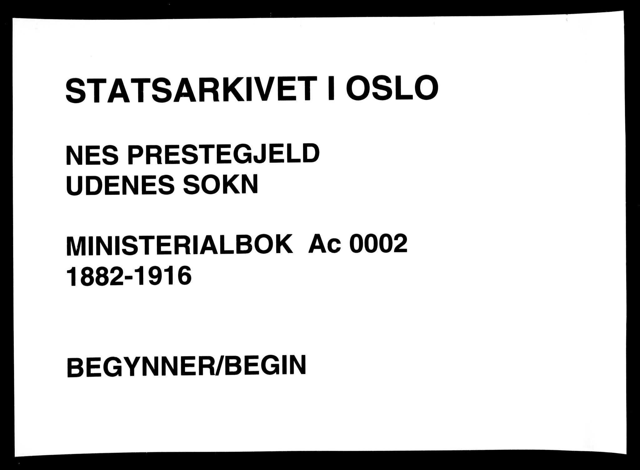 Nes prestekontor Kirkebøker, AV/SAO-A-10410/F/Fc/L0002: Parish register (official) no. IIi 2, 1882-1916