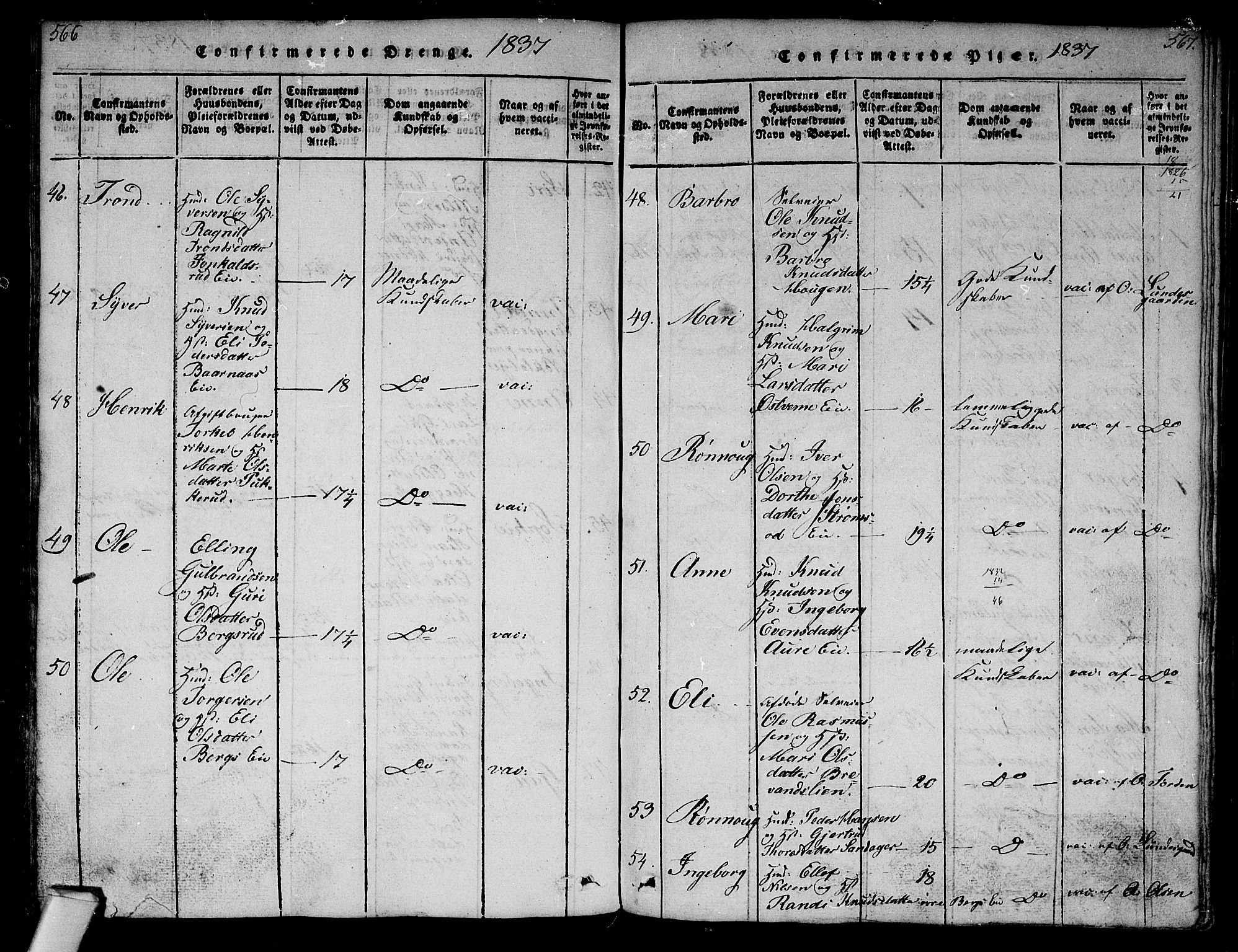 Norderhov kirkebøker, SAKO/A-237/G/Ga/L0003: Parish register (copy) no. I 3 /1, 1814-1876, p. 566-567