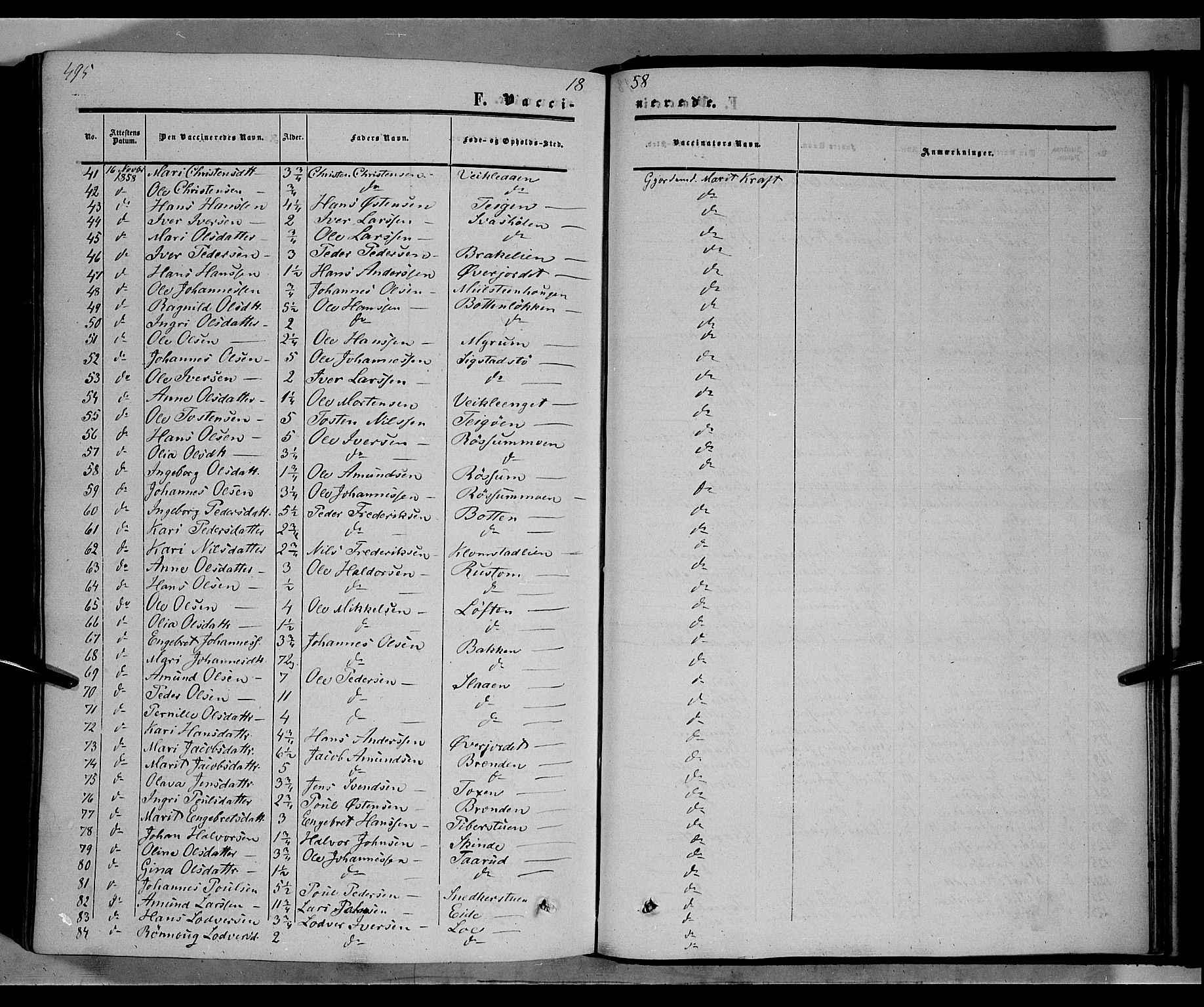 Nord-Fron prestekontor, SAH/PREST-080/H/Ha/Haa/L0001: Parish register (official) no. 1, 1851-1864, p. 495