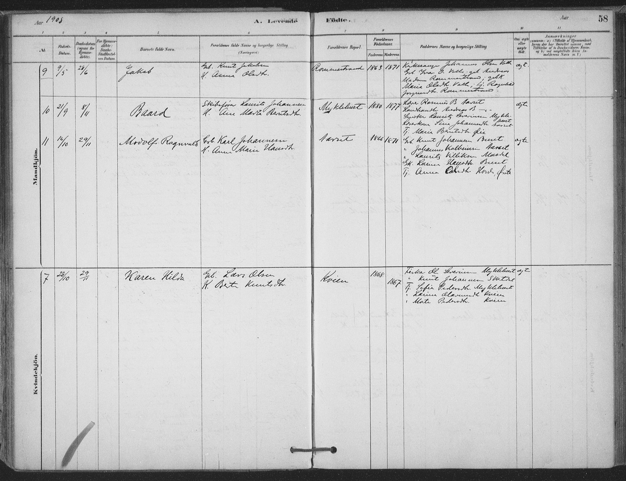 Ministerialprotokoller, klokkerbøker og fødselsregistre - Møre og Romsdal, AV/SAT-A-1454/514/L0199: Parish register (official) no. 514A01, 1878-1912, p. 58