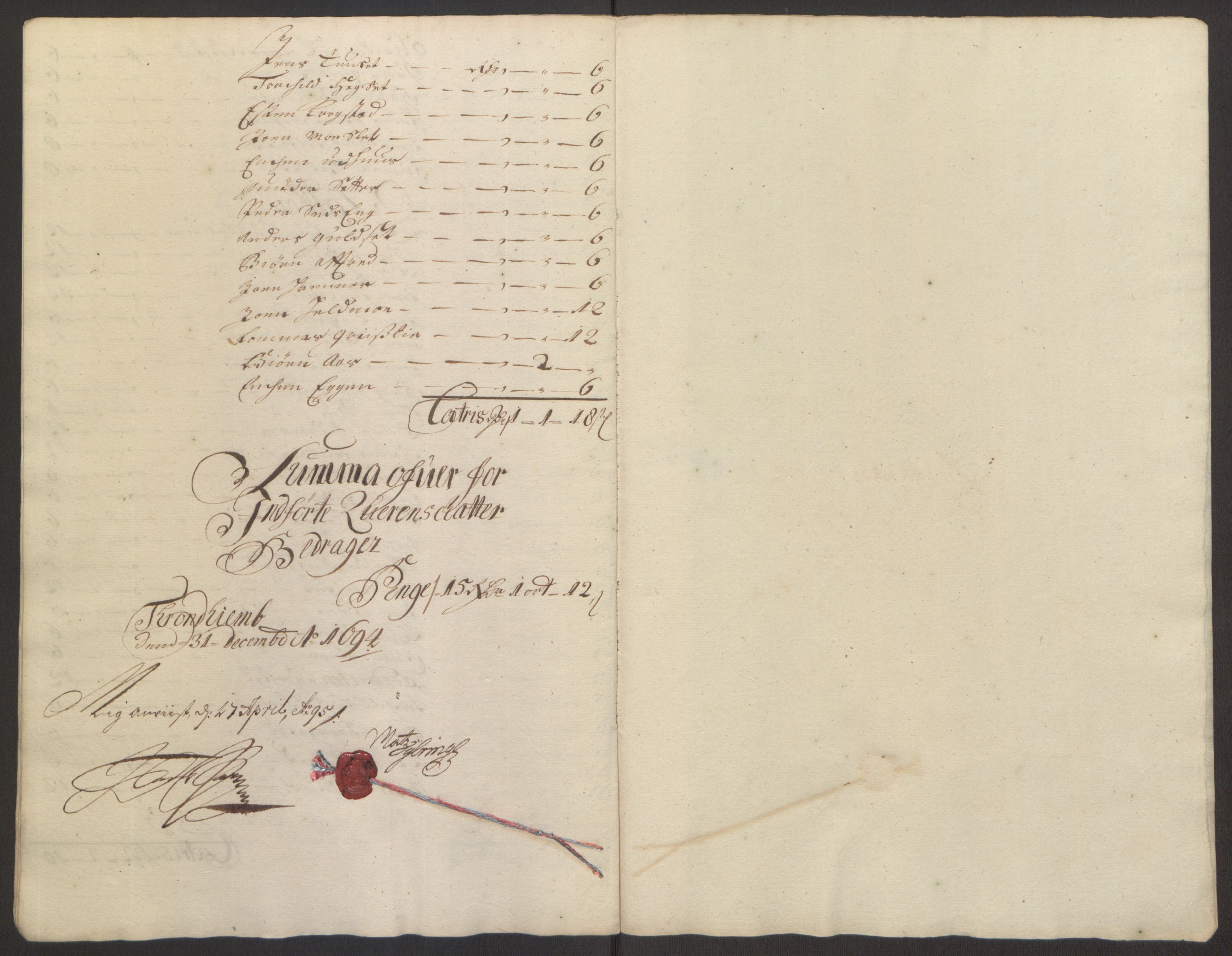 Rentekammeret inntil 1814, Reviderte regnskaper, Fogderegnskap, AV/RA-EA-4092/R61/L4104: Fogderegnskap Strinda og Selbu, 1693-1694, p. 219