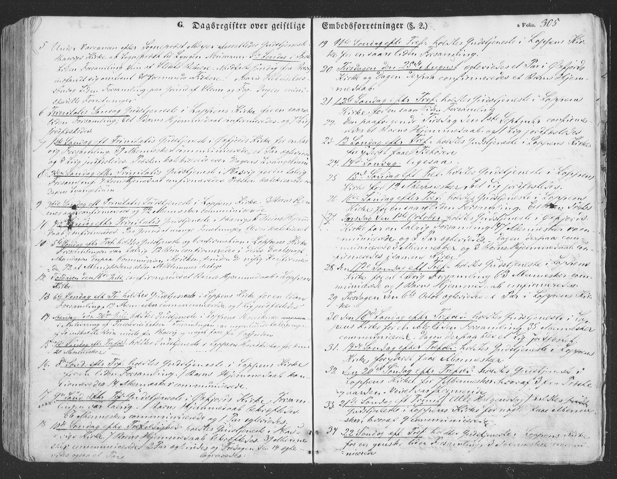 Loppa sokneprestkontor, SATØ/S-1339/H/Ha/L0004kirke: Parish register (official) no. 4, 1849-1868, p. 305