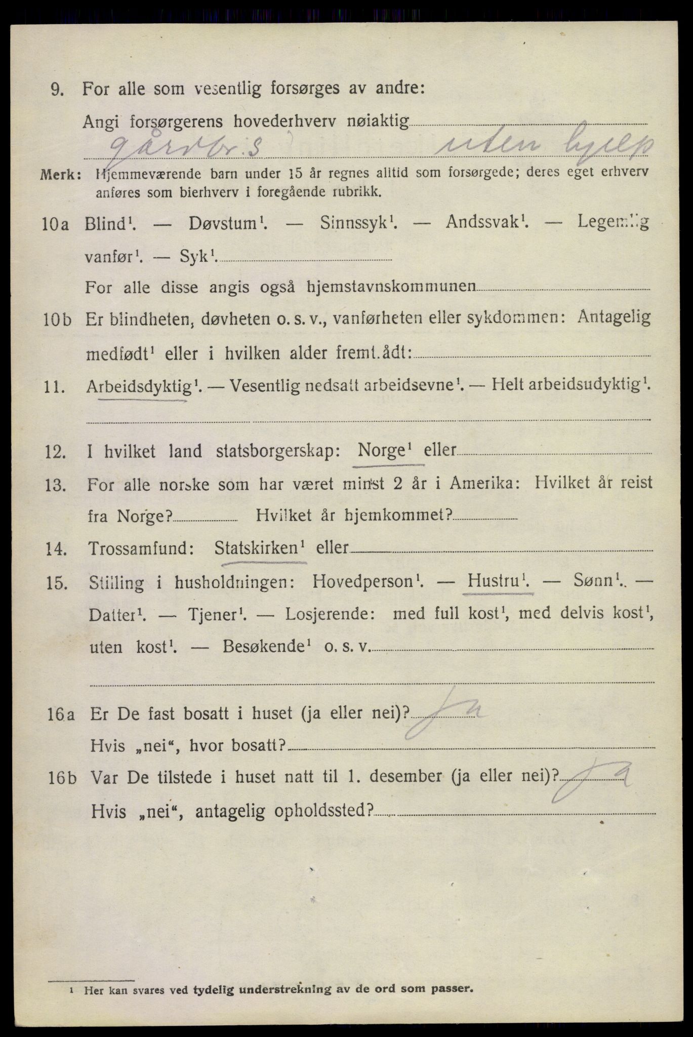 SAKO, 1920 census for Sem, 1920, p. 9590