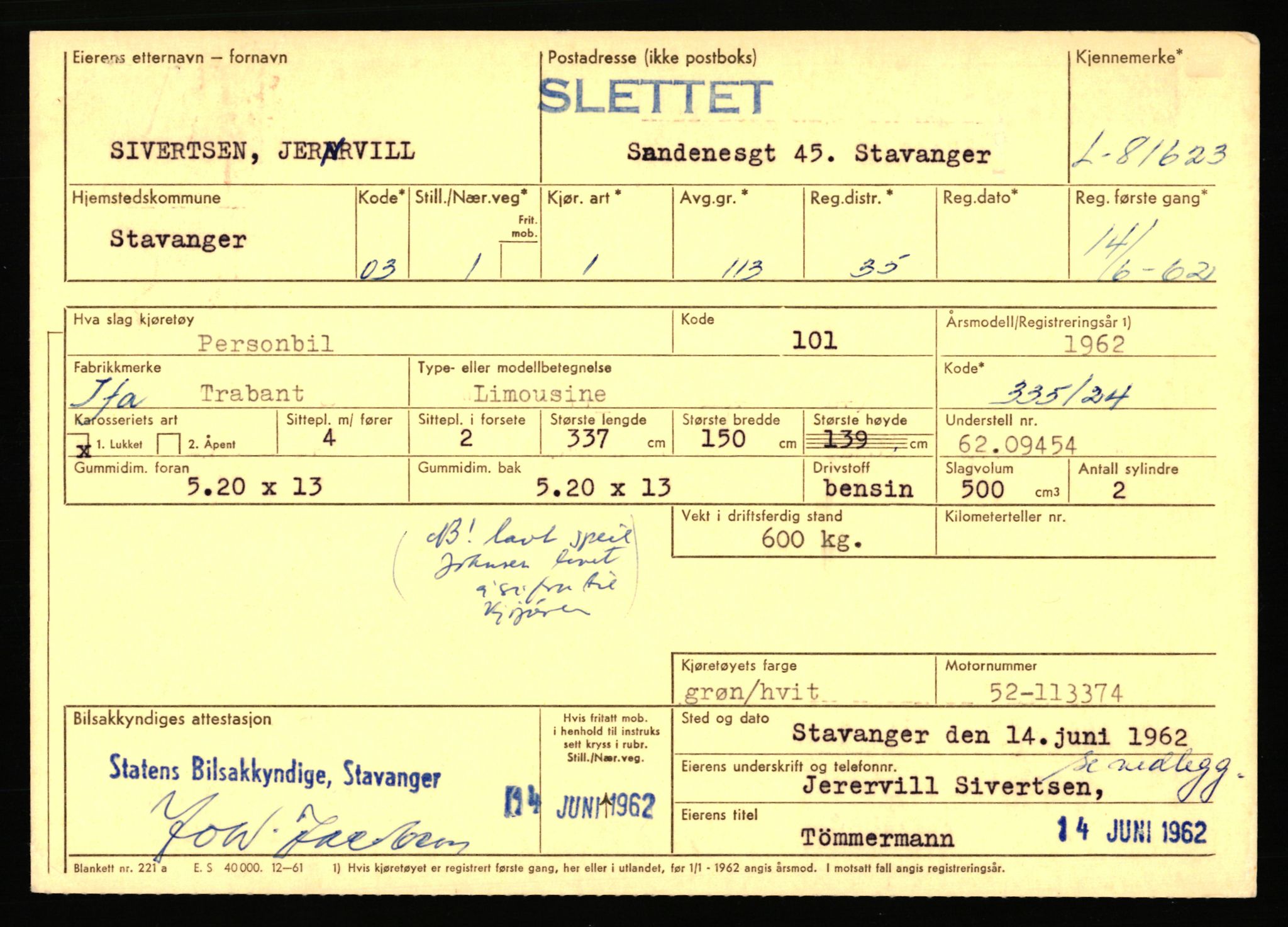 Stavanger trafikkstasjon, SAST/A-101942/0/F/L0071: L-80500 - L-82199, 1930-1971, p. 1905