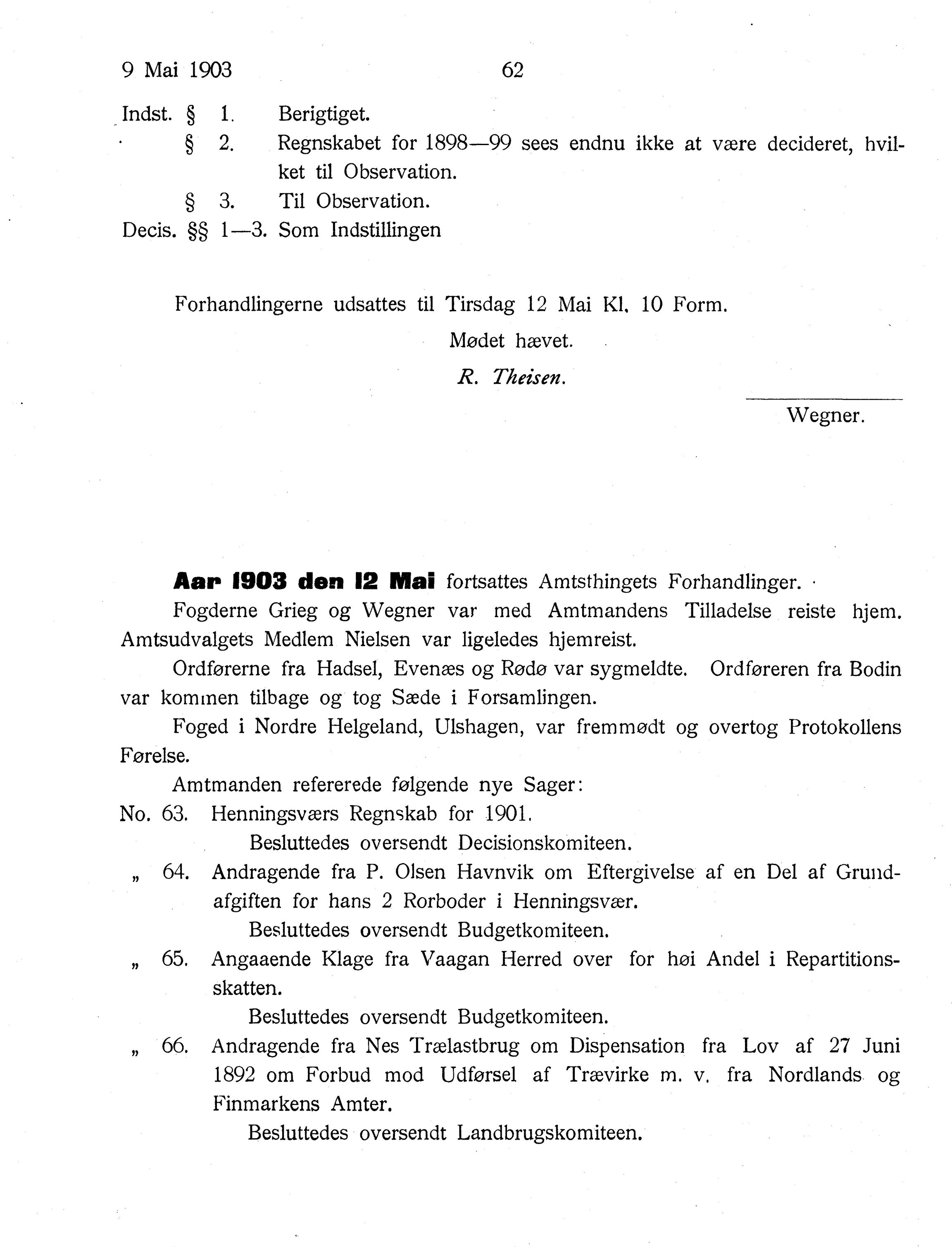 Nordland Fylkeskommune. Fylkestinget, AIN/NFK-17/176/A/Ac/L0026: Fylkestingsforhandlinger 1903, 1903, p. 61