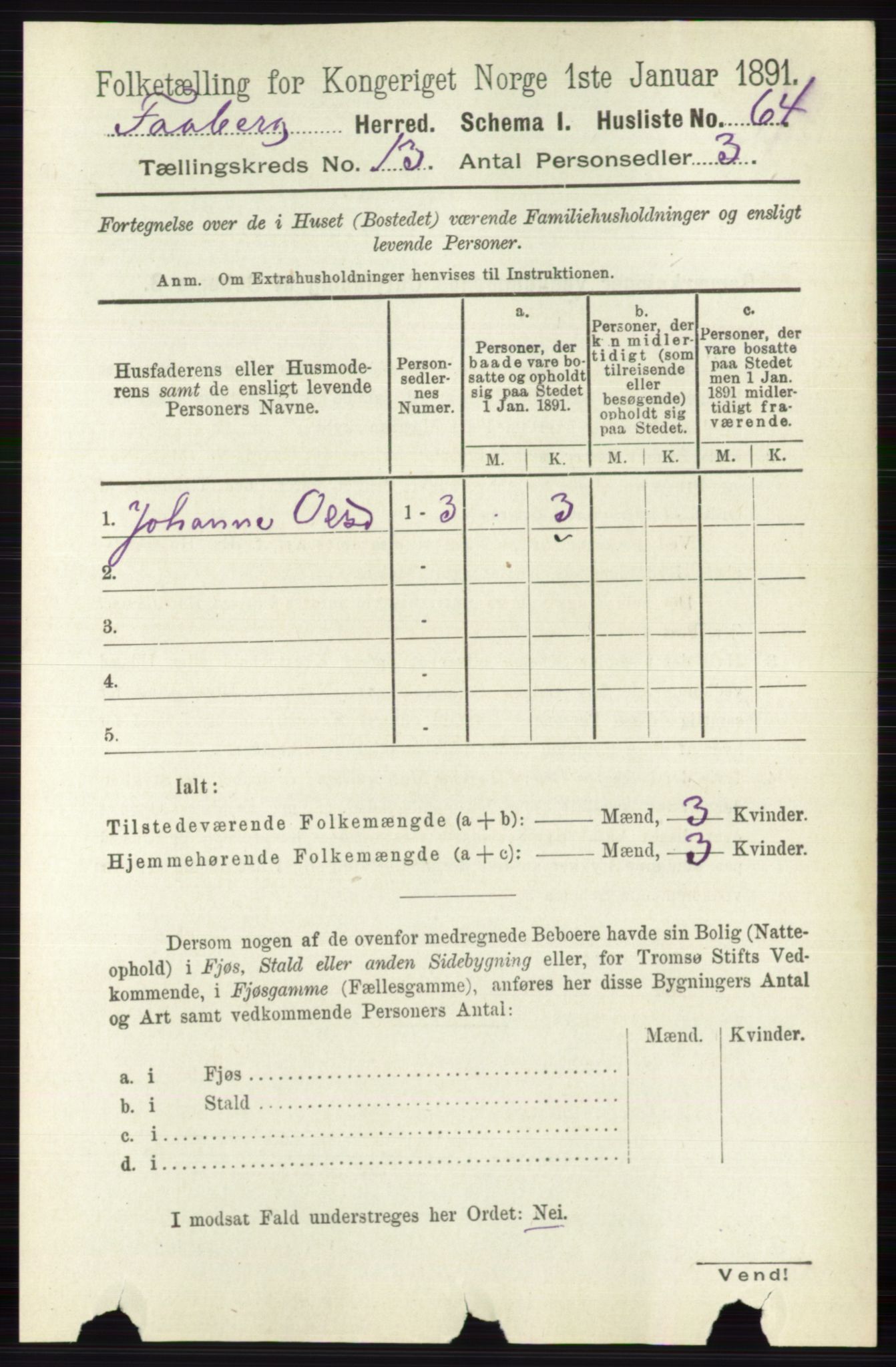 RA, 1891 census for 0524 Fåberg, 1891, p. 5238