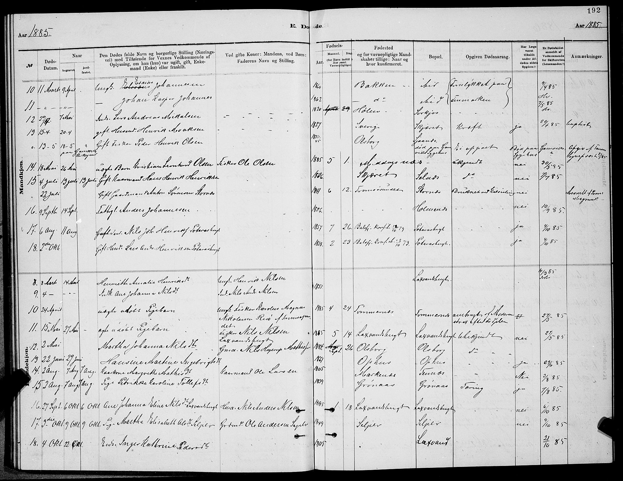 Balsfjord sokneprestembete, SATØ/S-1303/G/Ga/L0007klokker: Parish register (copy) no. 7, 1878-1889, p. 192