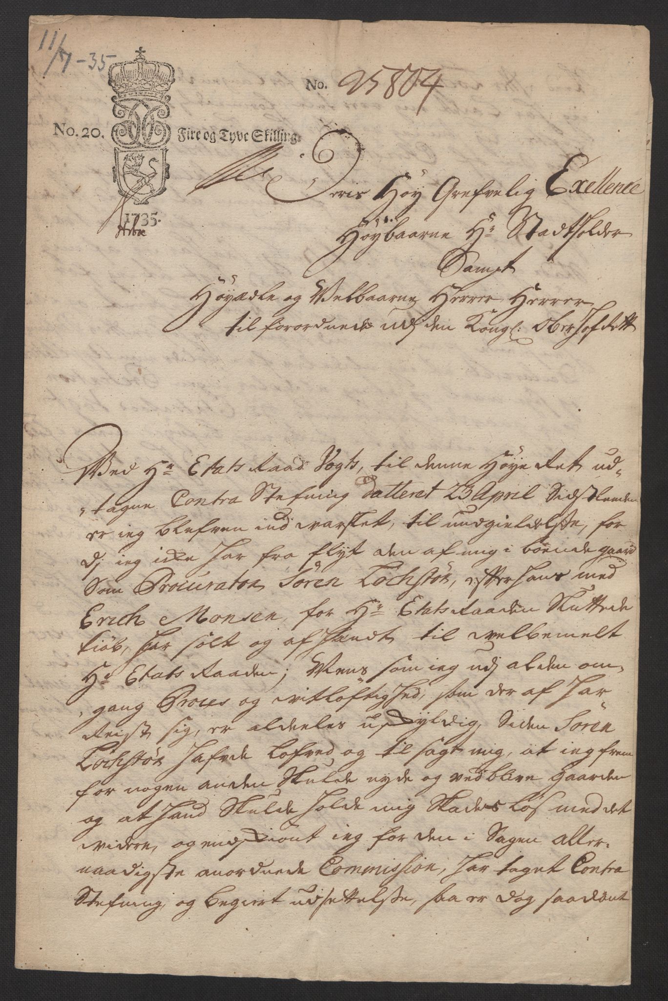 Stattholderembetet 1572-1771, AV/RA-EA-2870/Ef/L0108: Brev fra embetsmenn og andre, 1735-1736, p. 54