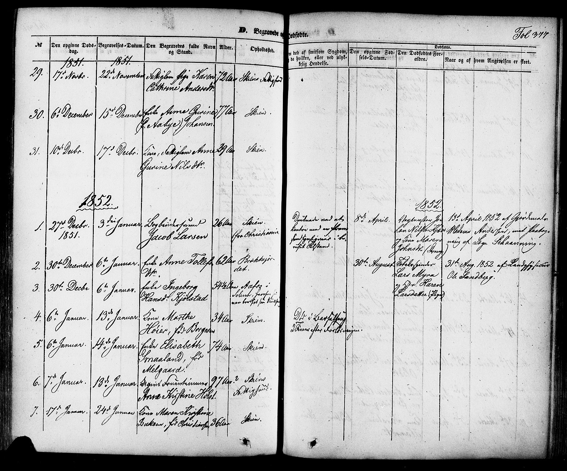 Skien kirkebøker, AV/SAKO-A-302/F/Fa/L0006a: Parish register (official) no. 6A, 1843-1856, p. 377