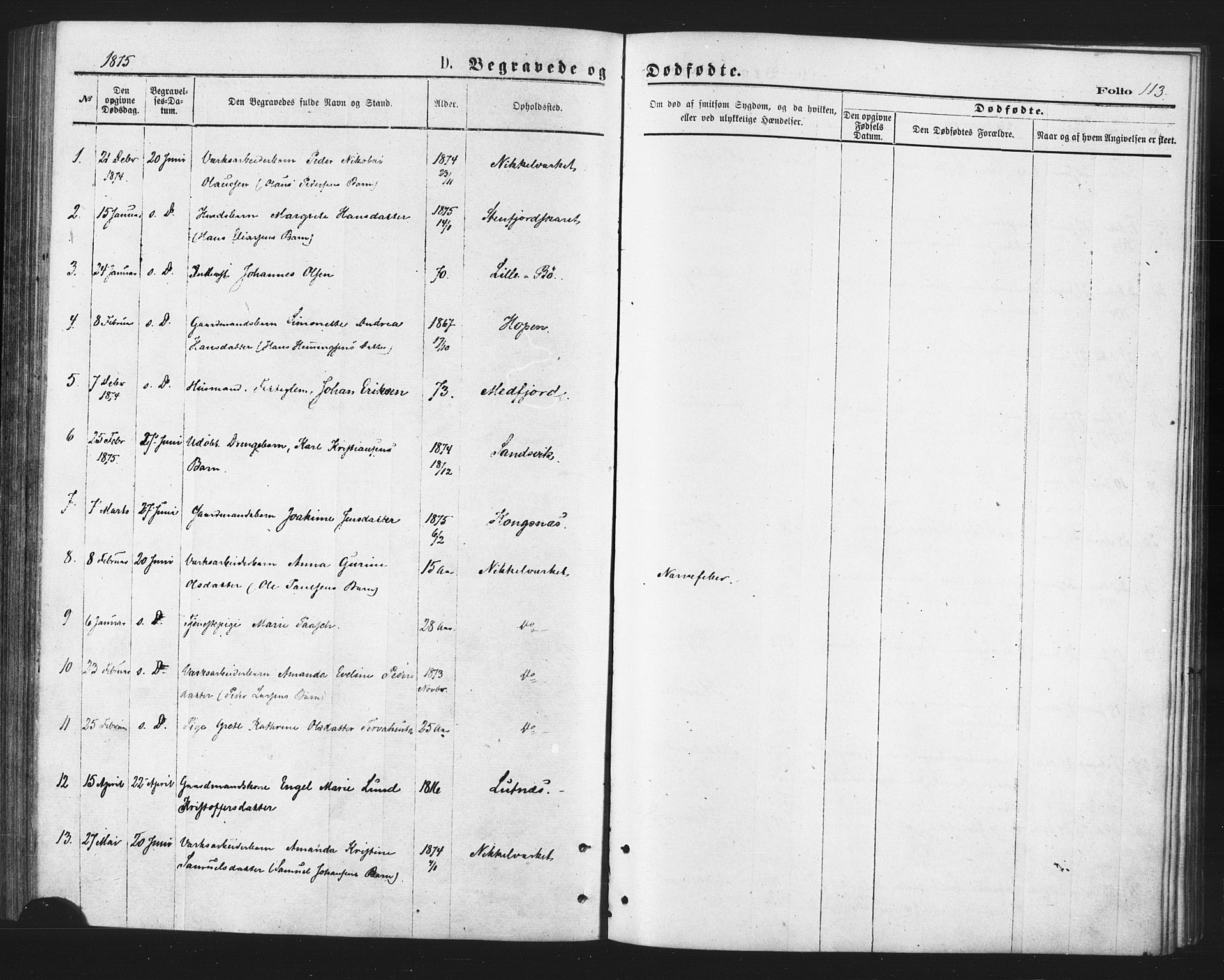 Berg sokneprestkontor, SATØ/S-1318/G/Ga/Gaa/L0003kirke: Parish register (official) no. 3, 1872-1879, p. 113