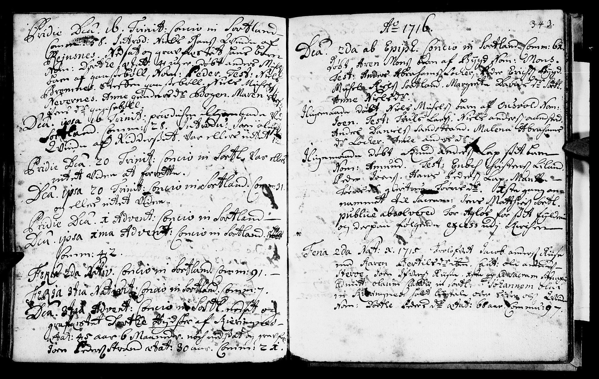 Ministerialprotokoller, klokkerbøker og fødselsregistre - Nordland, AV/SAT-A-1459/888/L1231: Parish register (official) no. 888A01 /2, 1704-1729, p. 343