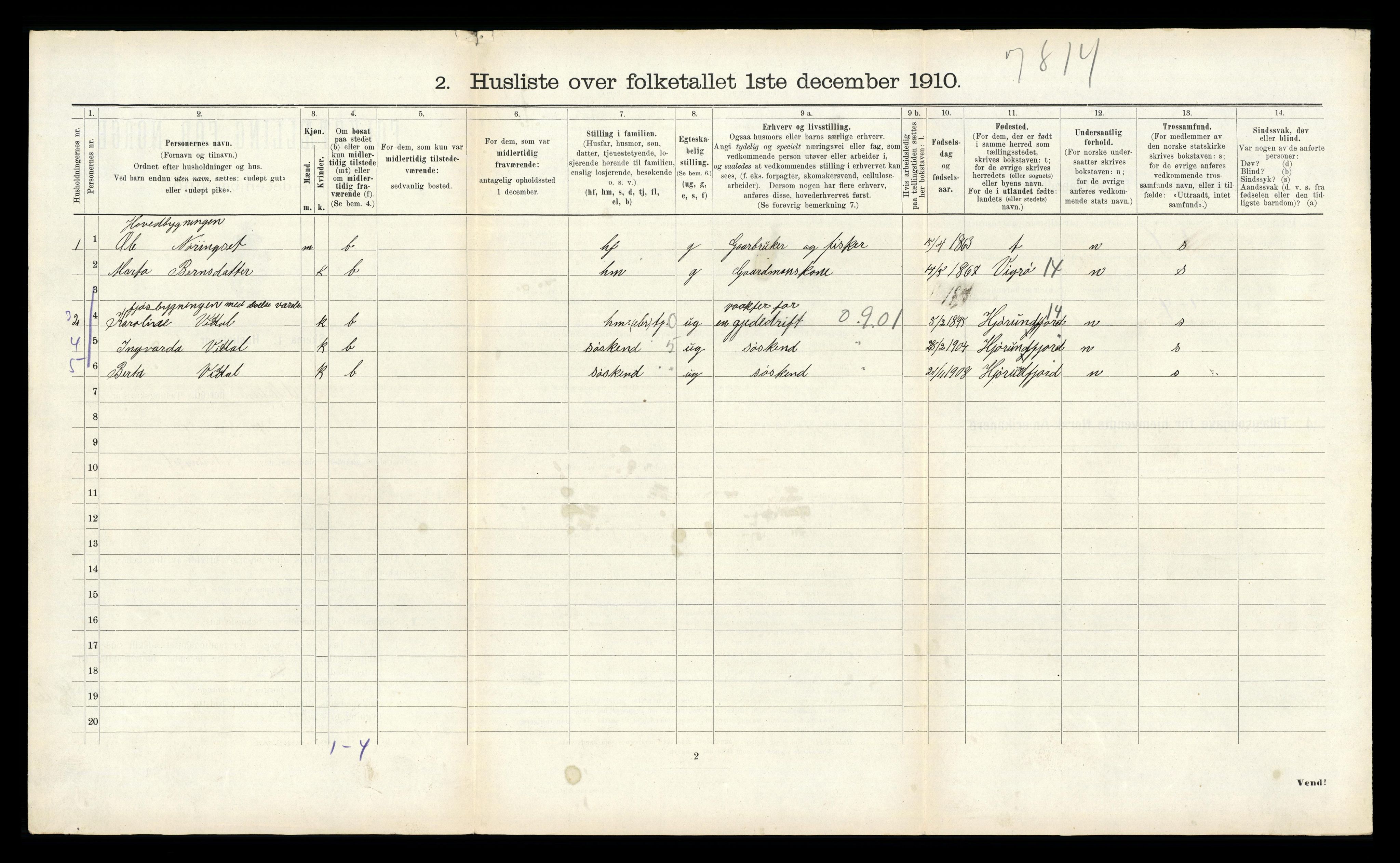 RA, 1910 census for Ulstein, 1910, p. 977